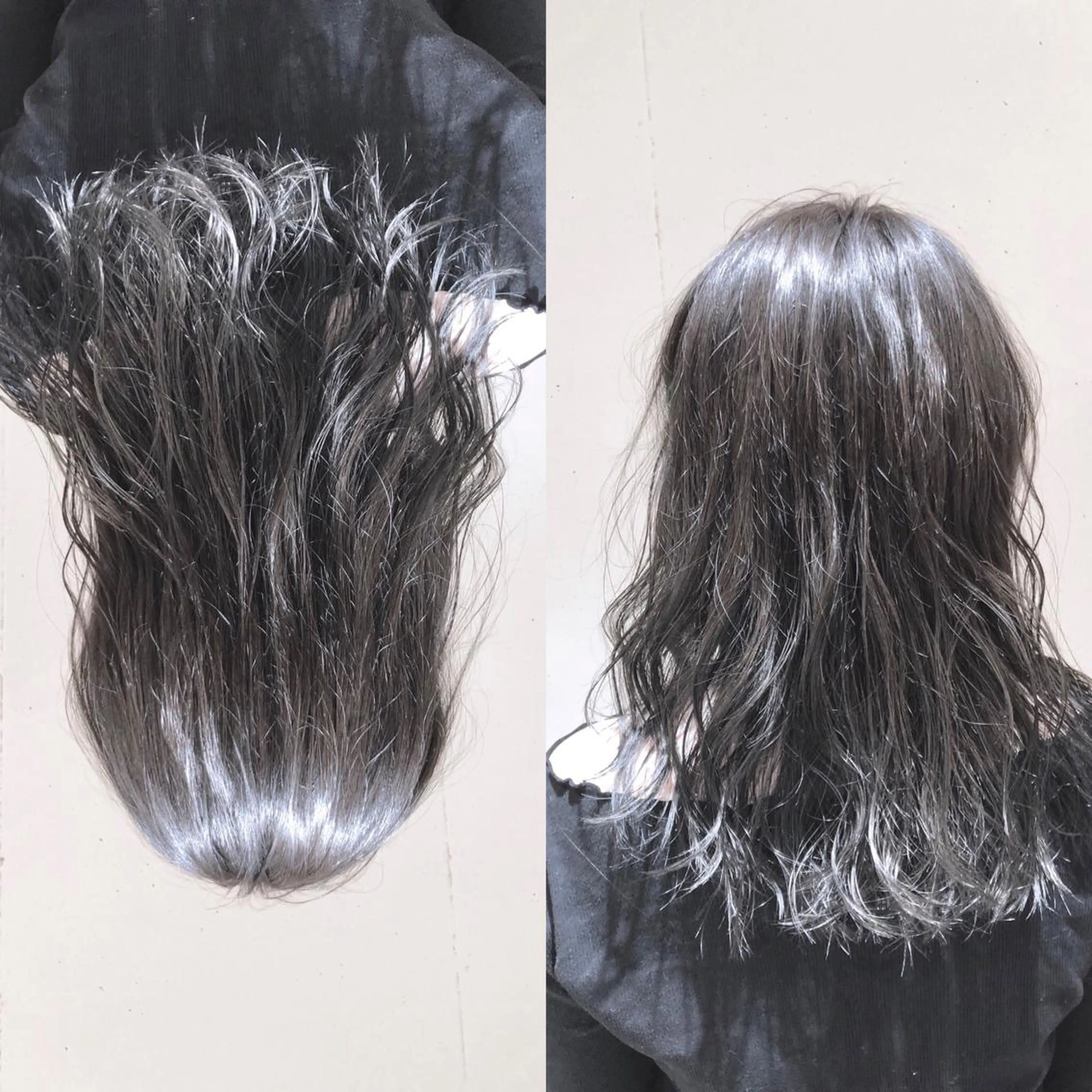 ミディアム カラー パーマ ヘアアレンジ ミディアムパーマ バレイヤージュ 黒髪 透明感カラー グラデーションカラー 【ツヤ髪美容師】 ツダケイスケのヘアスタイル