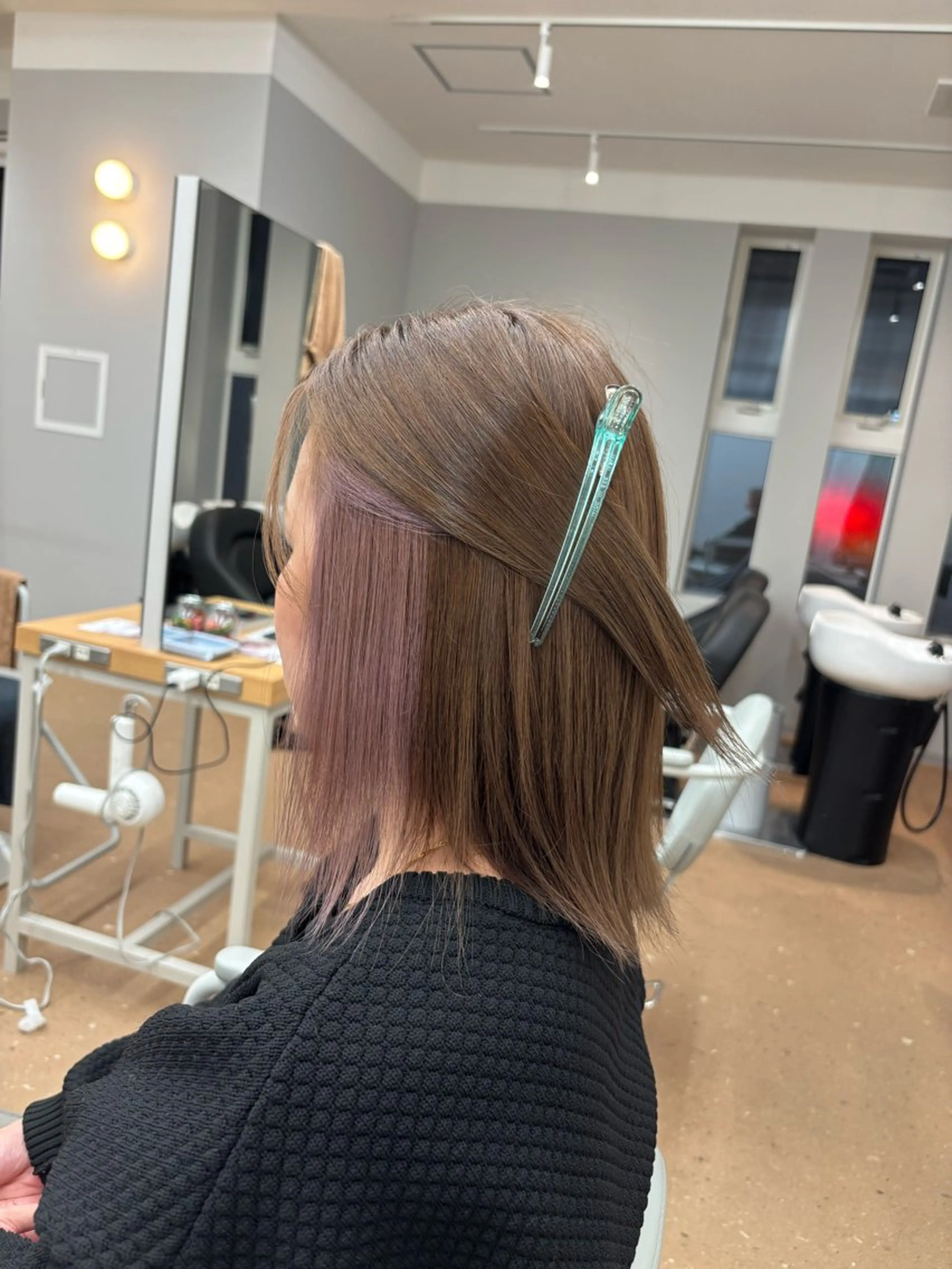 カラー ベージュカラー インナーカラー ピンクカラー ピンクベージュ hair Lanish 三郷中央店所属・内藤 美幸のヘアスタイル