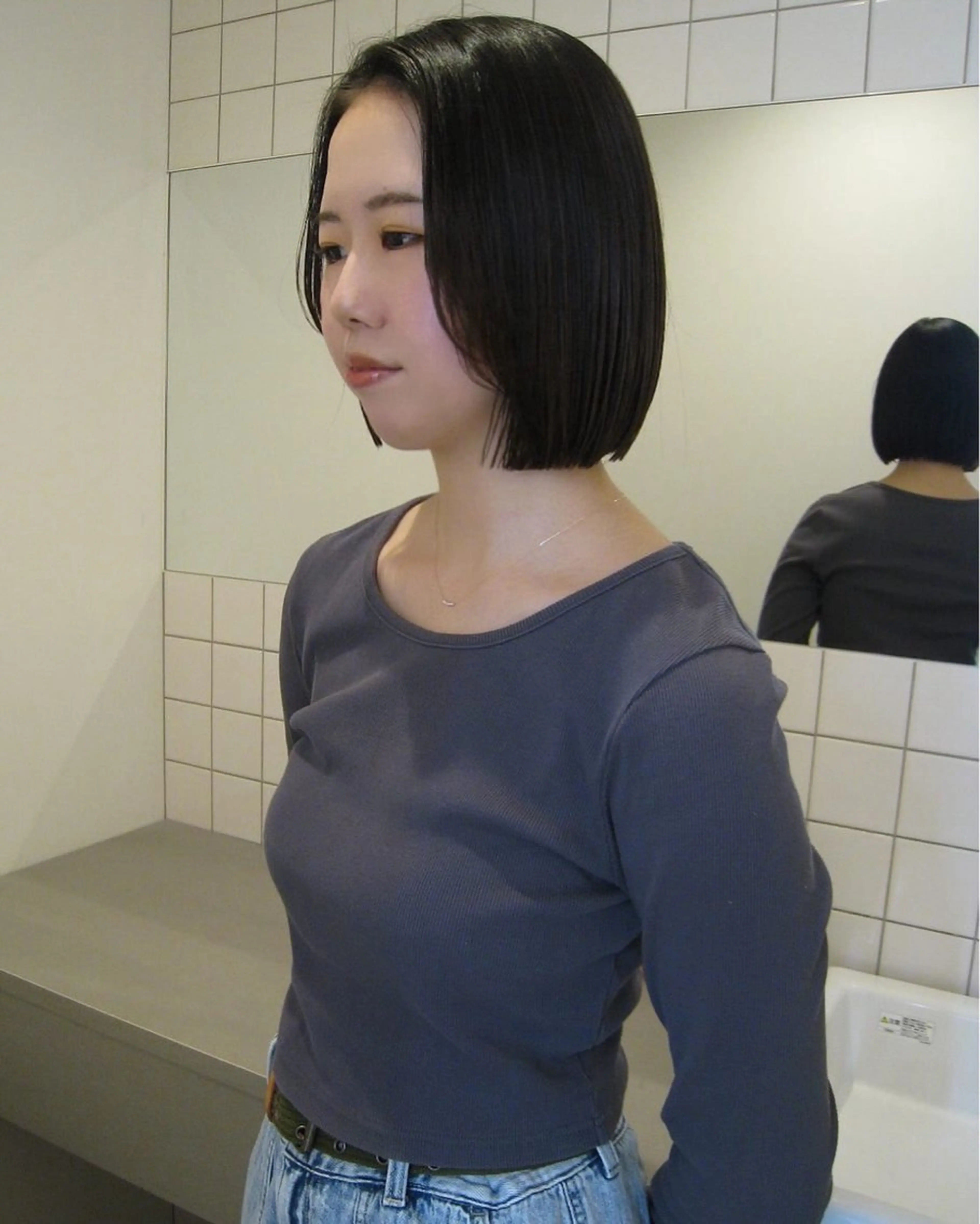 ミディアム ボブ カット ヘアカラー トリートメント ボブカットモデル/パ ーマ/harunaのヘアスタイル