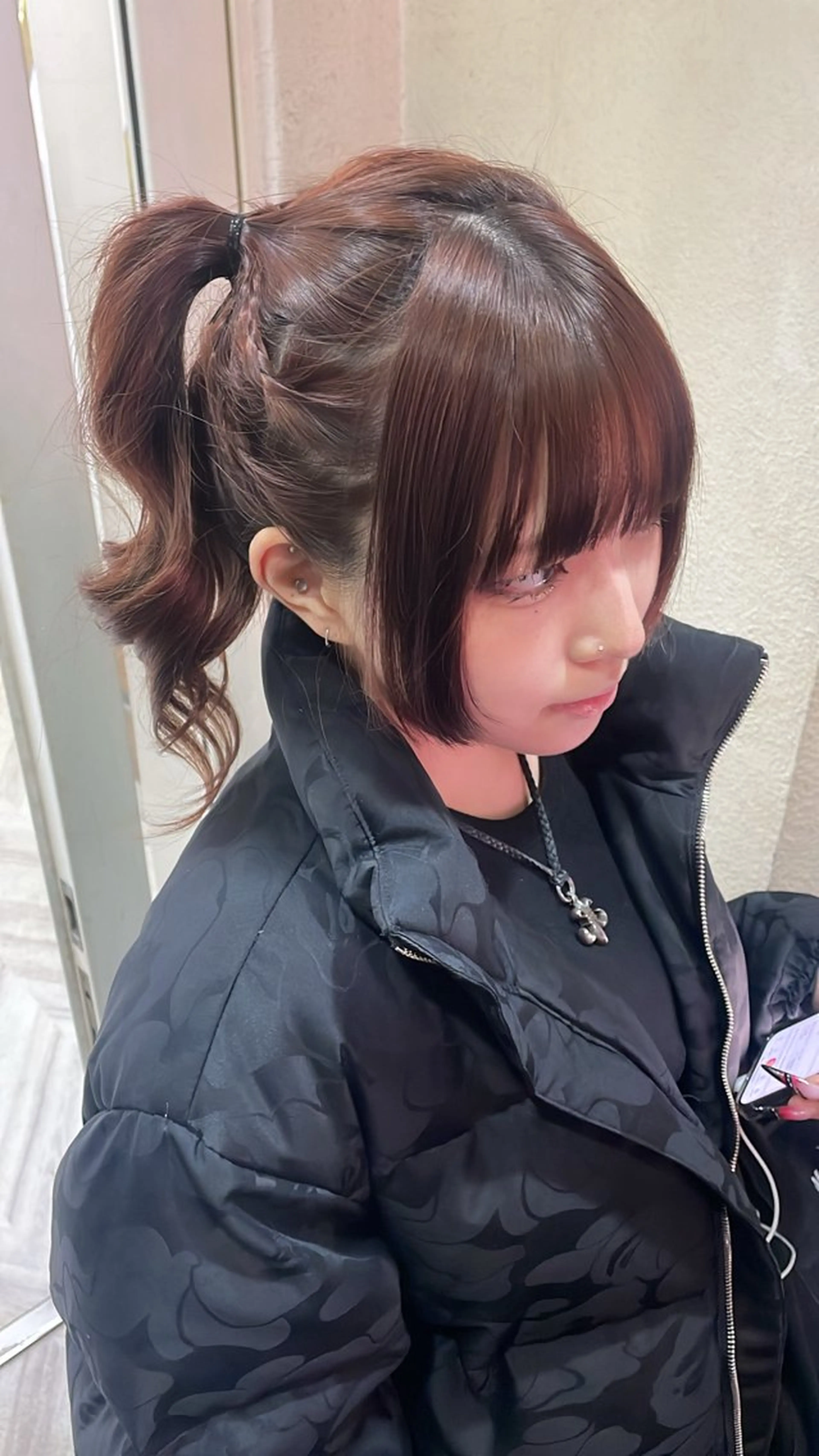 セミロング ヘアアレンジ 𝙃𝘼𝙍𝙐🎀 韓国×エクステのヘアスタイル