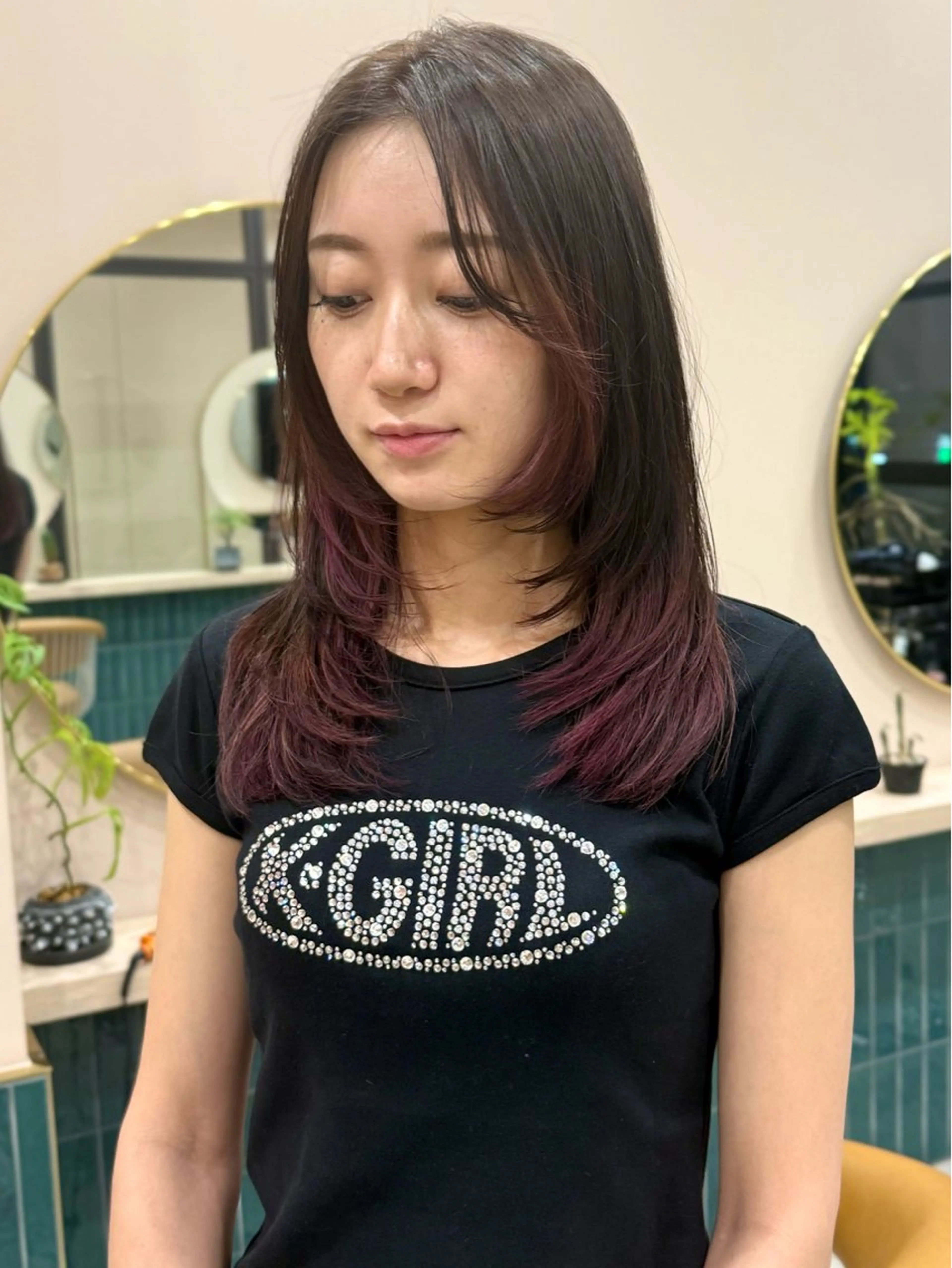 ミディアム ヘアカラー トリートメント Saki 🍋透明感 カラー/レイヤーのヘアスタイル