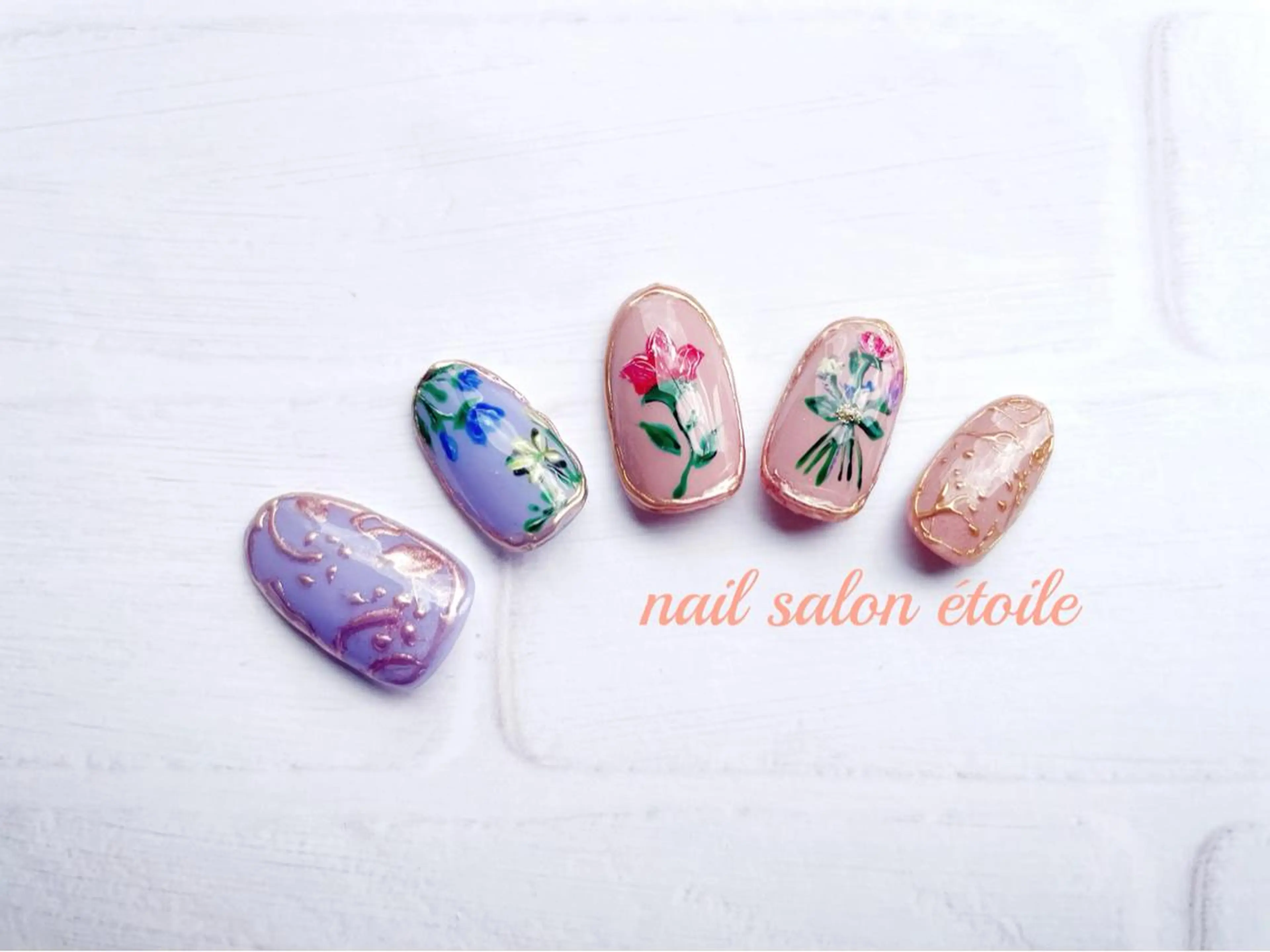 ネイル フラワーネイル ジェルネイル ミラーネイル ハンドネイル nail salon étoileのネイルデザイン