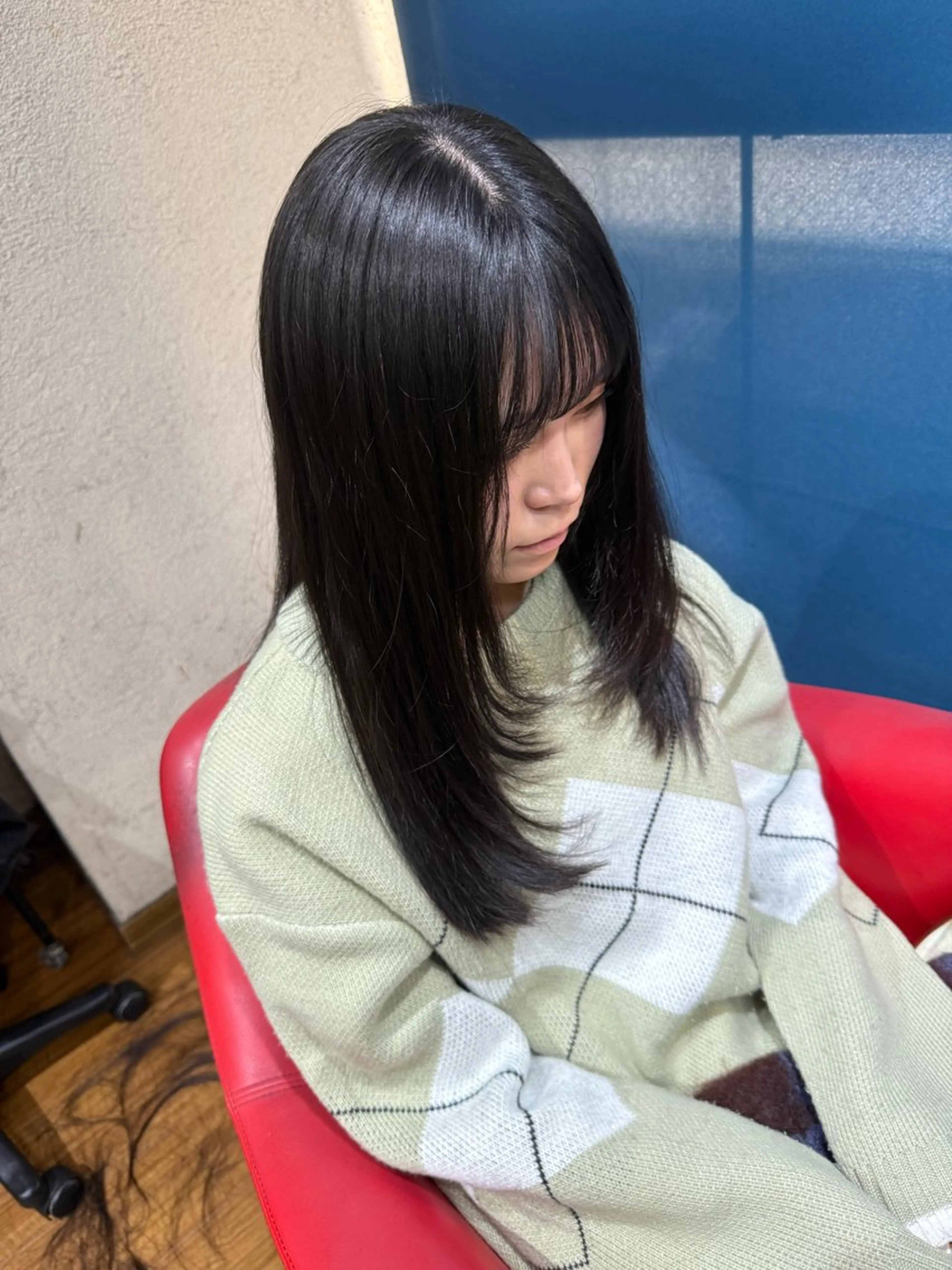 ロング 韓国風ヘア レイヤーカット Kelly'sGreen所属・Riku/韓国式 cut/三宮のヘアスタイル