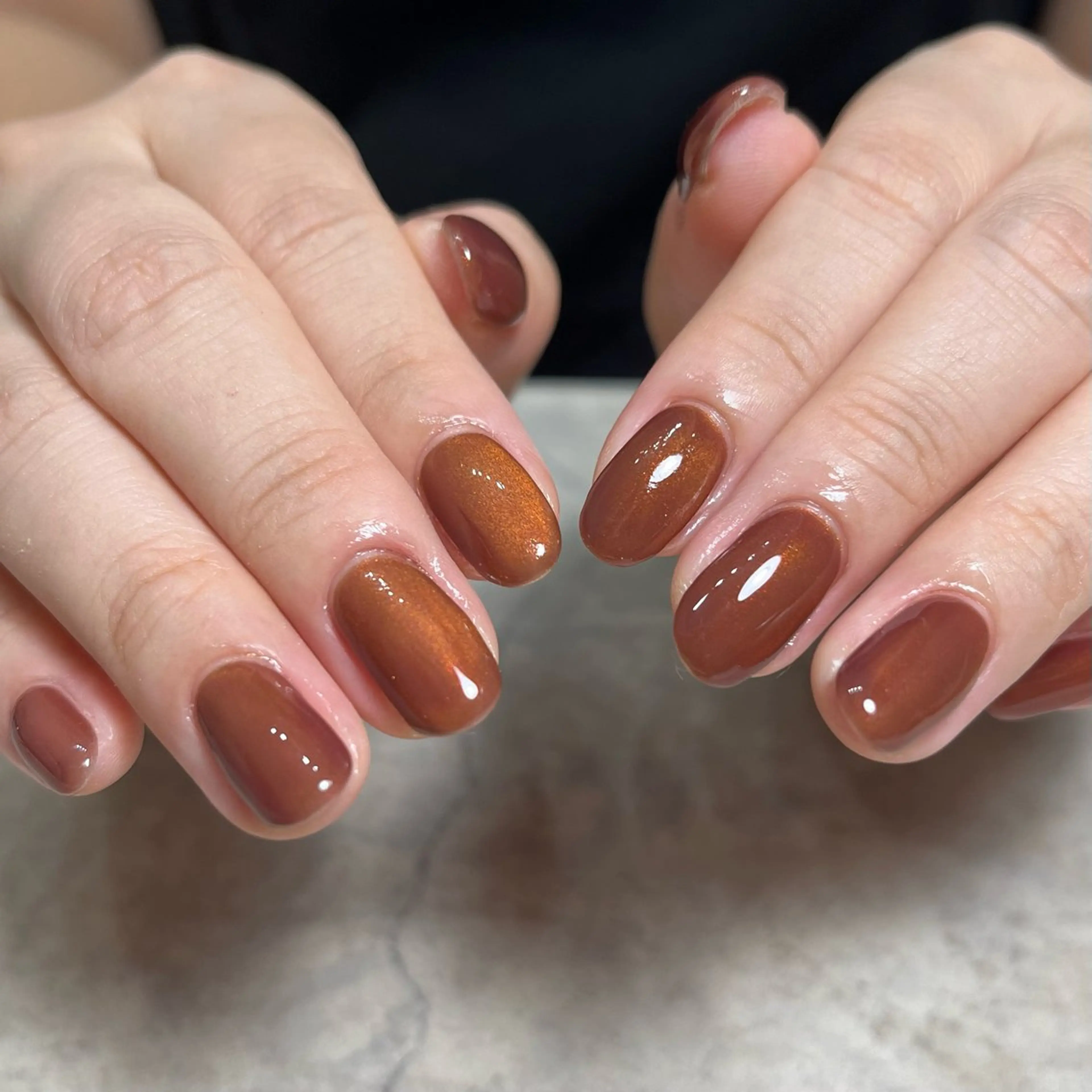 ネイル ブラウン グリーン vegh.所属・vegh. nail／阿波座のネイルデザイン