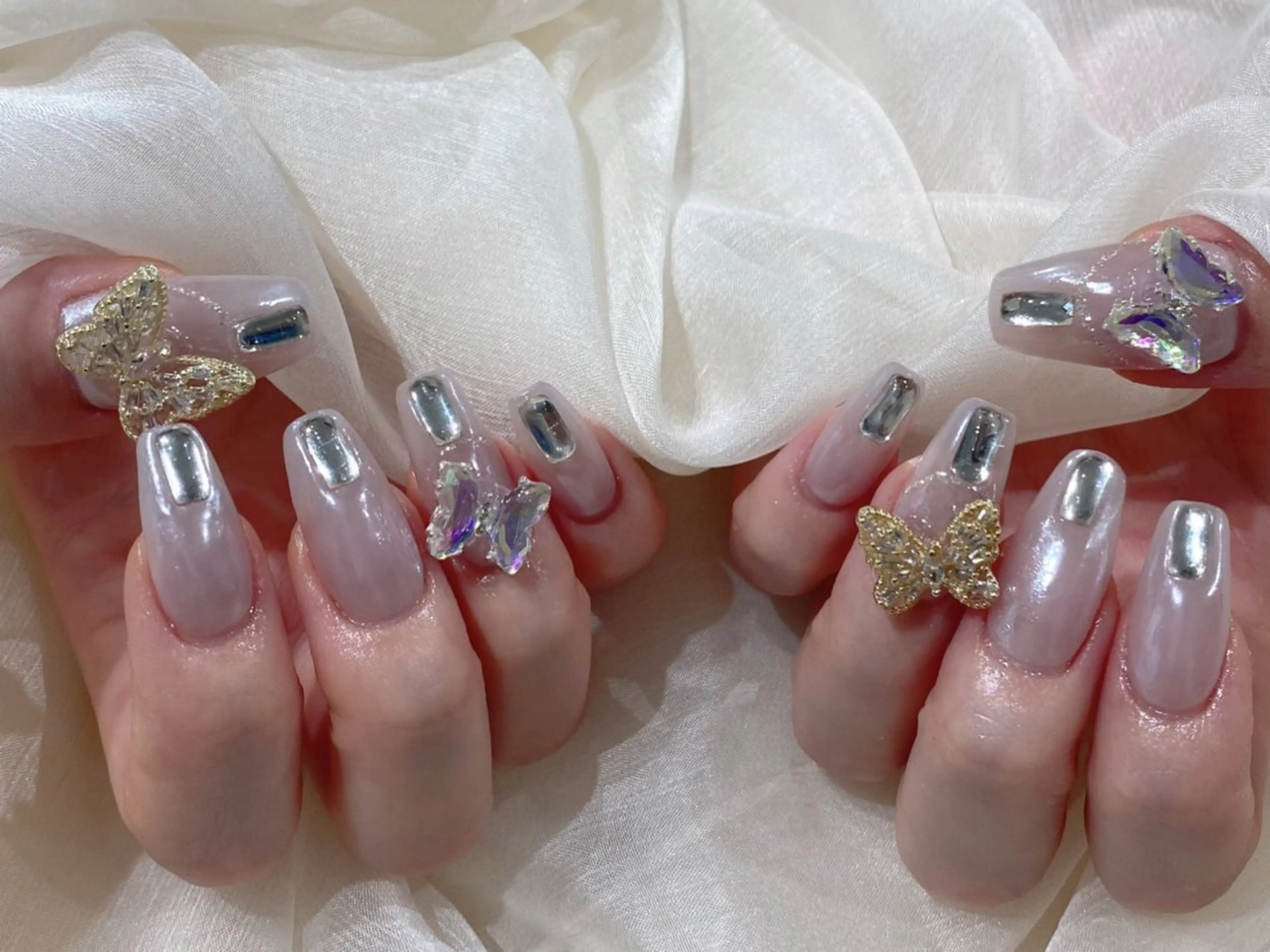 セミロング ハンドネイル Nail  R💫 naoのネイルデザイン