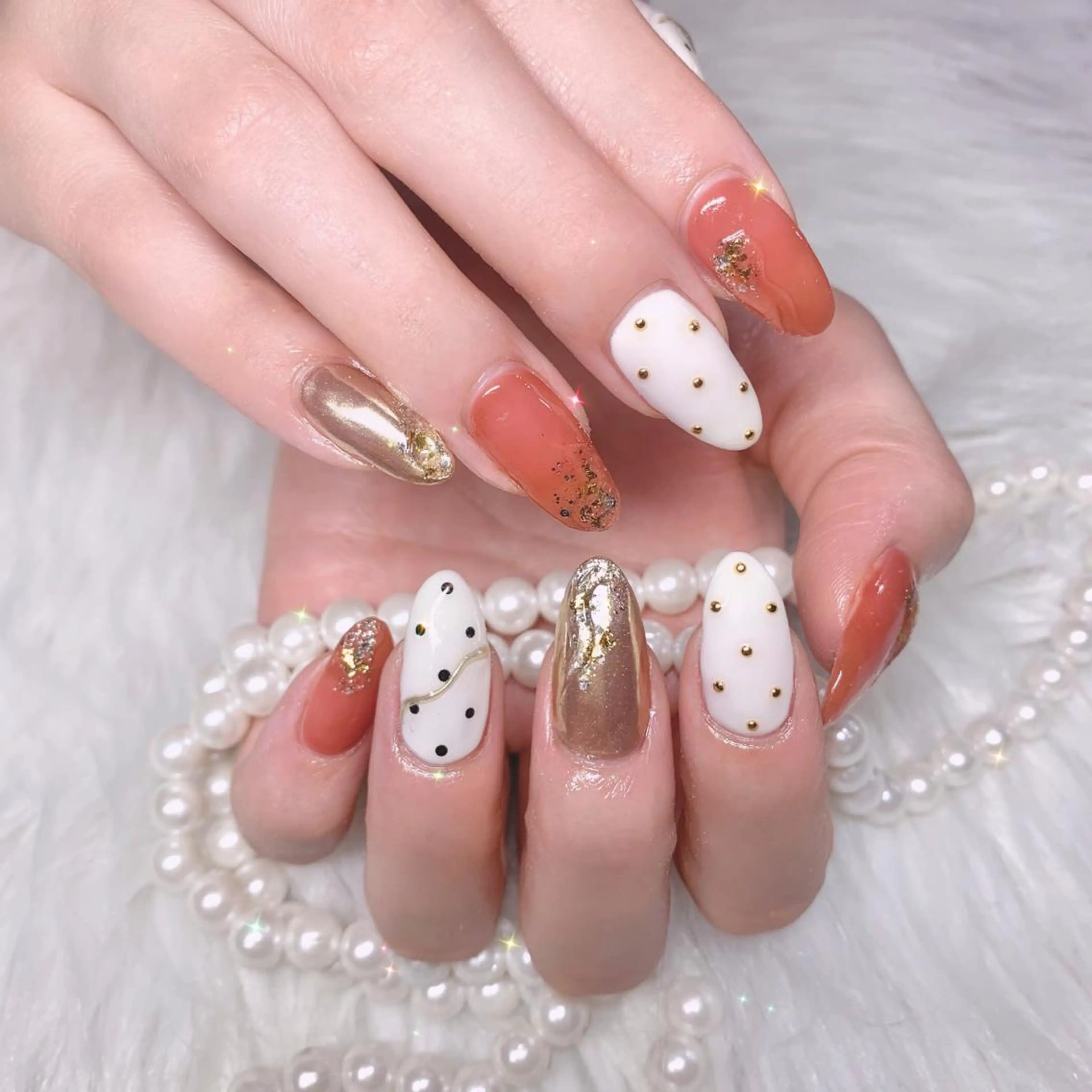 ネイル ドット ジェルネイル ミラーネイル 持ち込み ワンカラーネイル élu by Noriko 前原のネイルデザイン