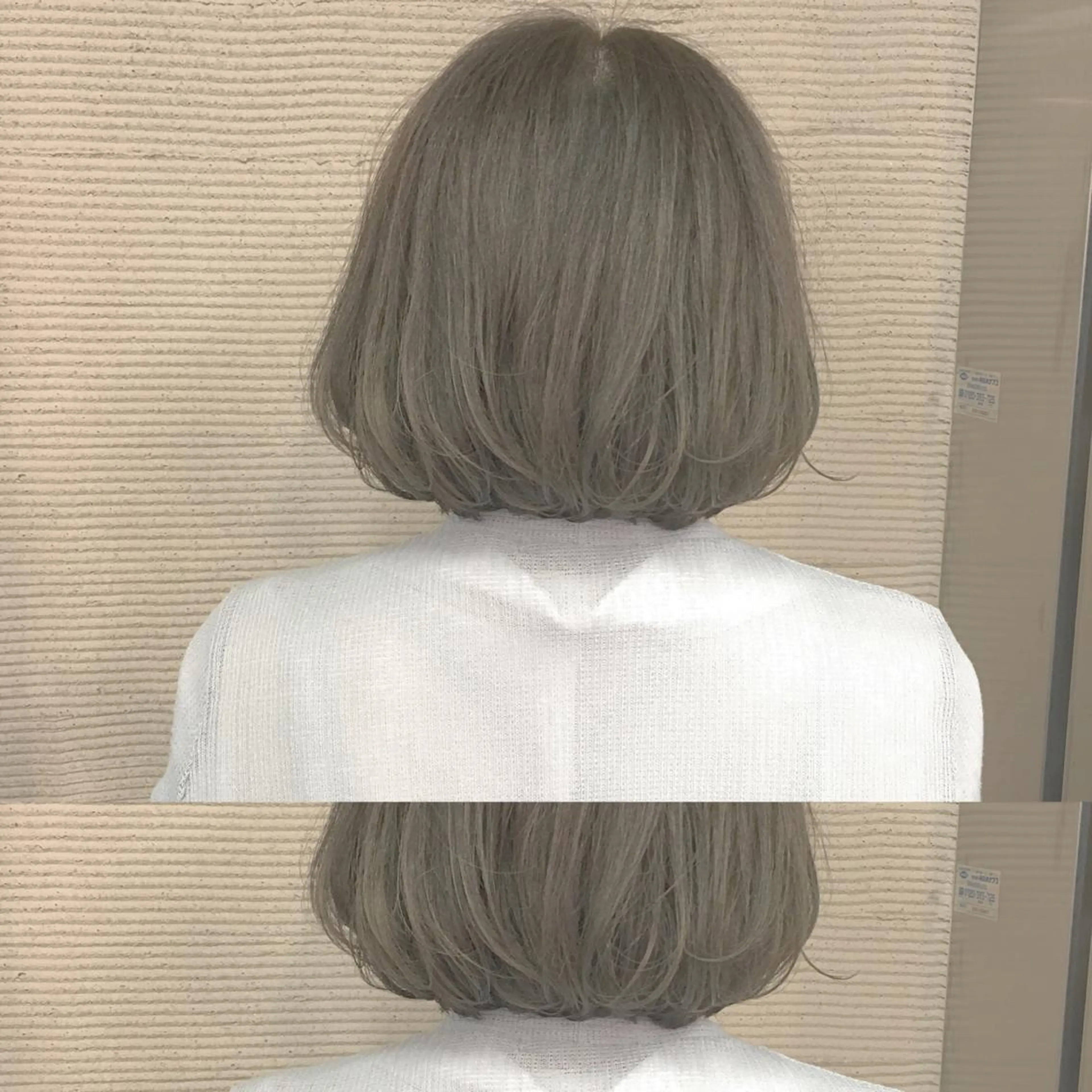 ミディアム カラー パーマ ヘアアレンジ アッシュ アッシュグレー ボブ ハイトーン特化🤍 浦住のヘアスタイル