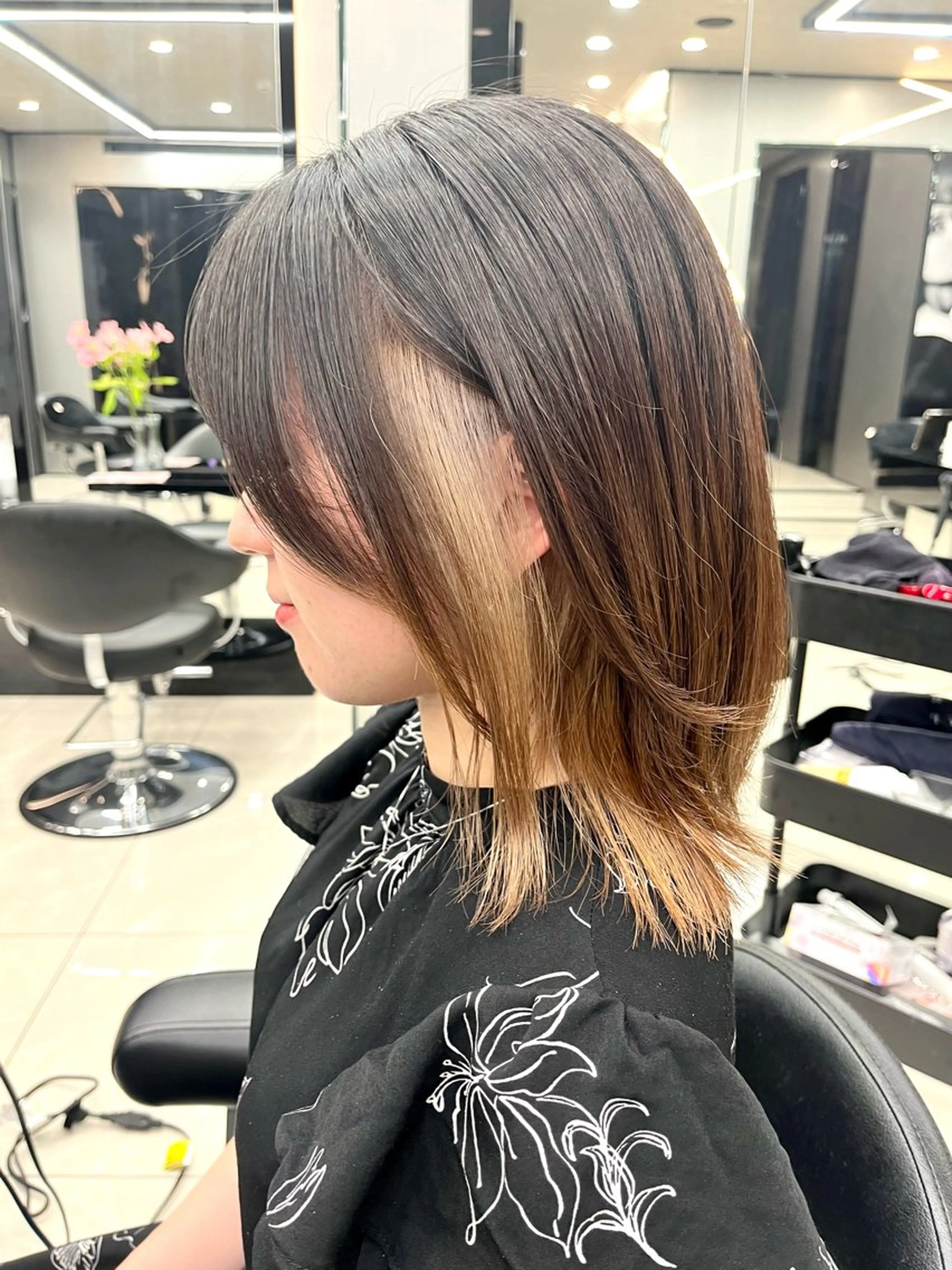 ミディアム カラー ioeわかめようじ/ 縮毛矯正/髪質改善のヘアスタイル