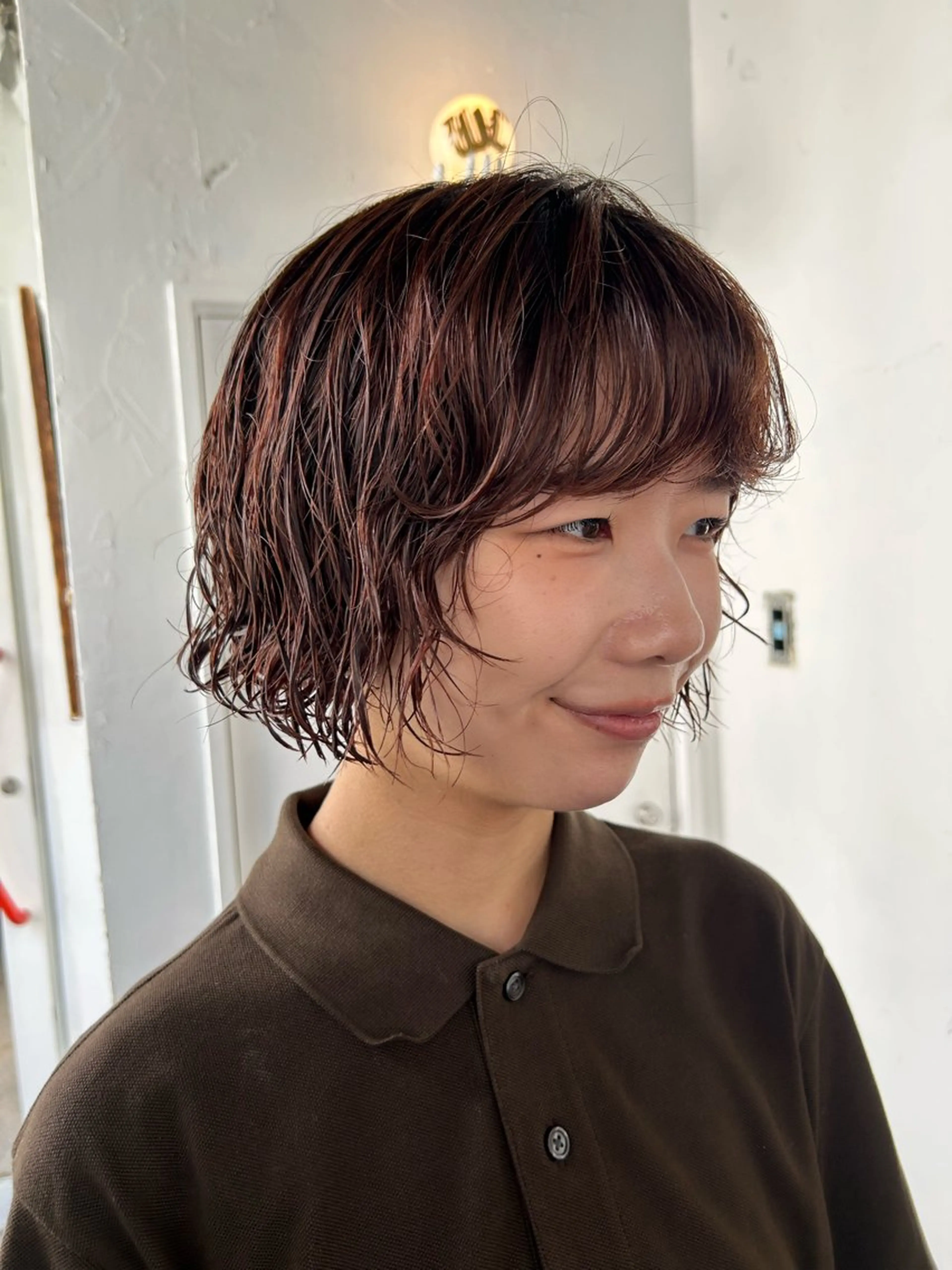 ミディアム パーマ ミディアムパーマ カット パーマ 小川真歩/パーマ /暖色オリーブのヘアスタイル