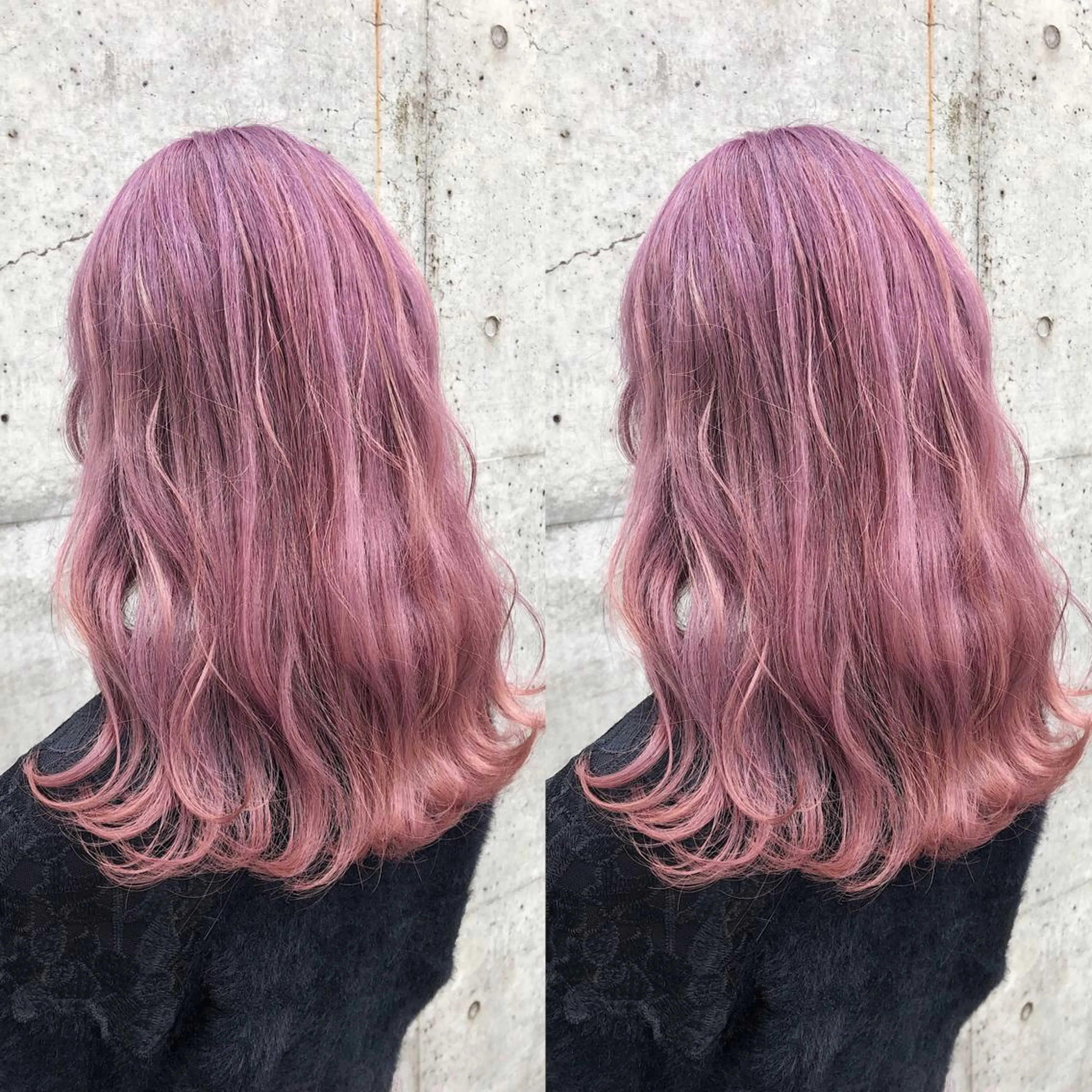 ロング カラー ヘアアレンジ メンズ キッズ バイオレットカラー カット ヘアカラー トリートメント 💟Chloe原宿店 🩶ハイトーンのヘアスタイル