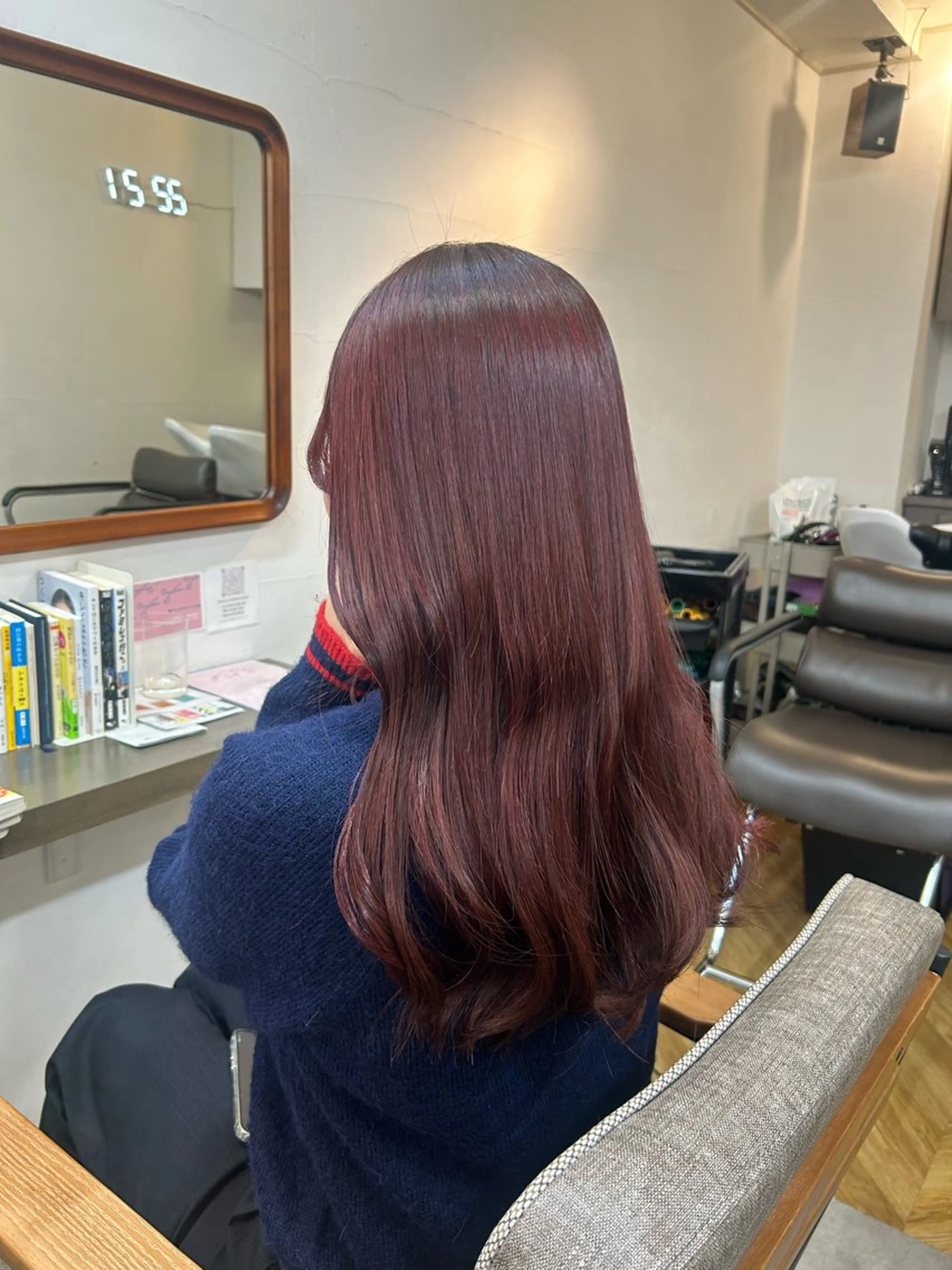 ロング カラー ブリーチ ボルドーカラー ブリーチなしカラー 🌱メンズカット募集 中🌱ナノコのヘアスタイル