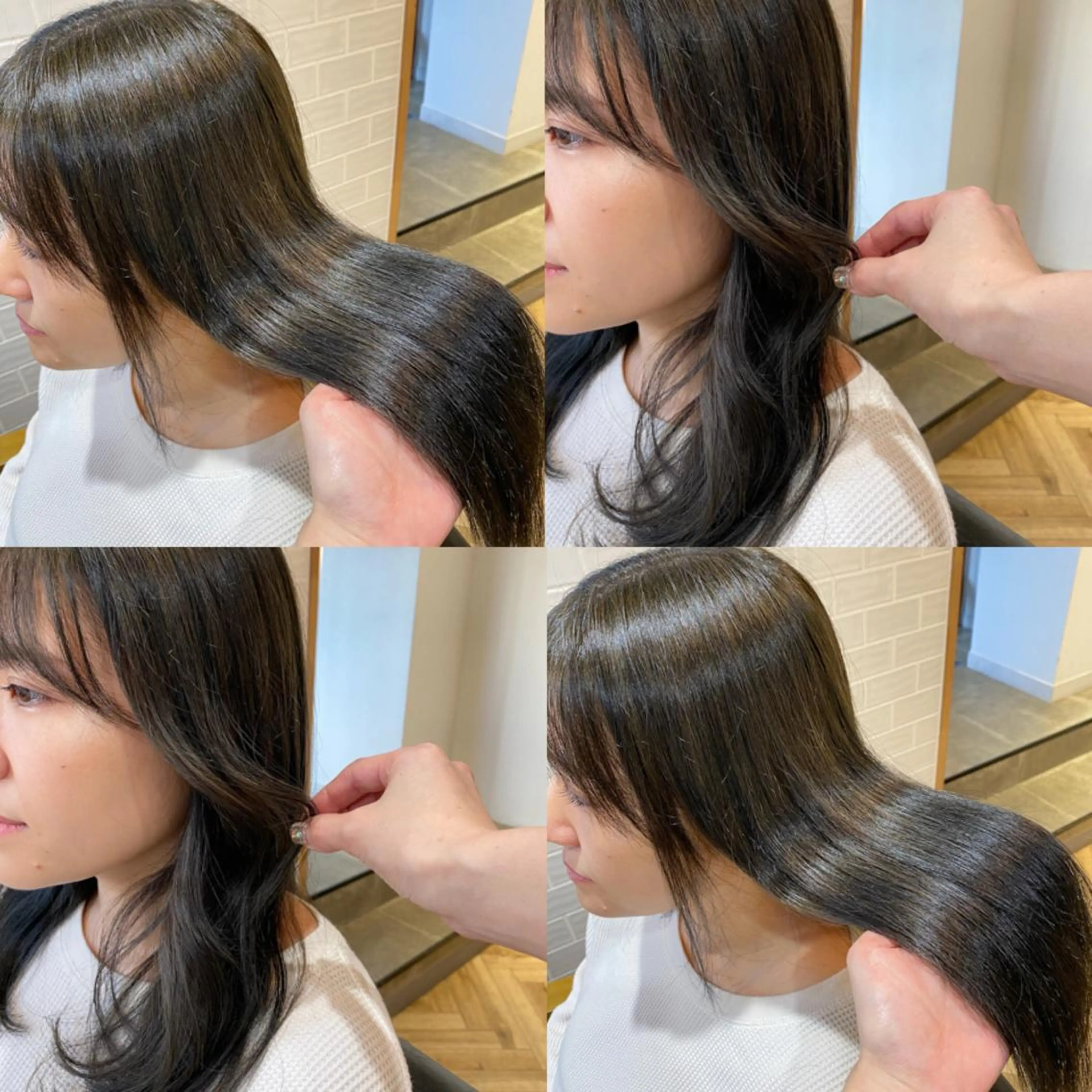 ロング カラー ブリーチ オリーブカラー 艶カラー/韓国顔周り 🎀mamiのヘアスタイル