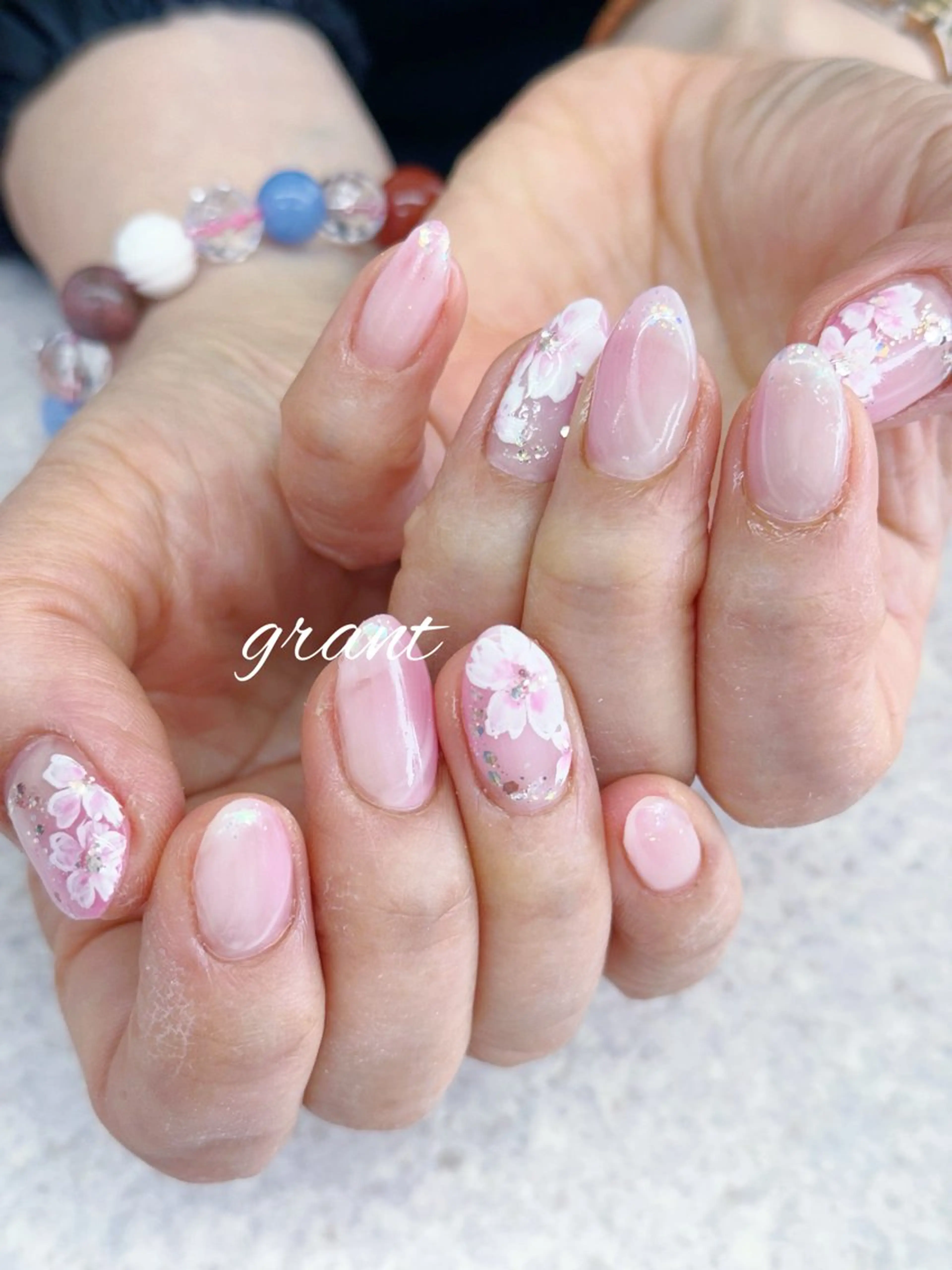 ネイル 桜ネイル 春ネイル ハンドネイル nail salon grant所属・nailsalon grantのネイルデザイン