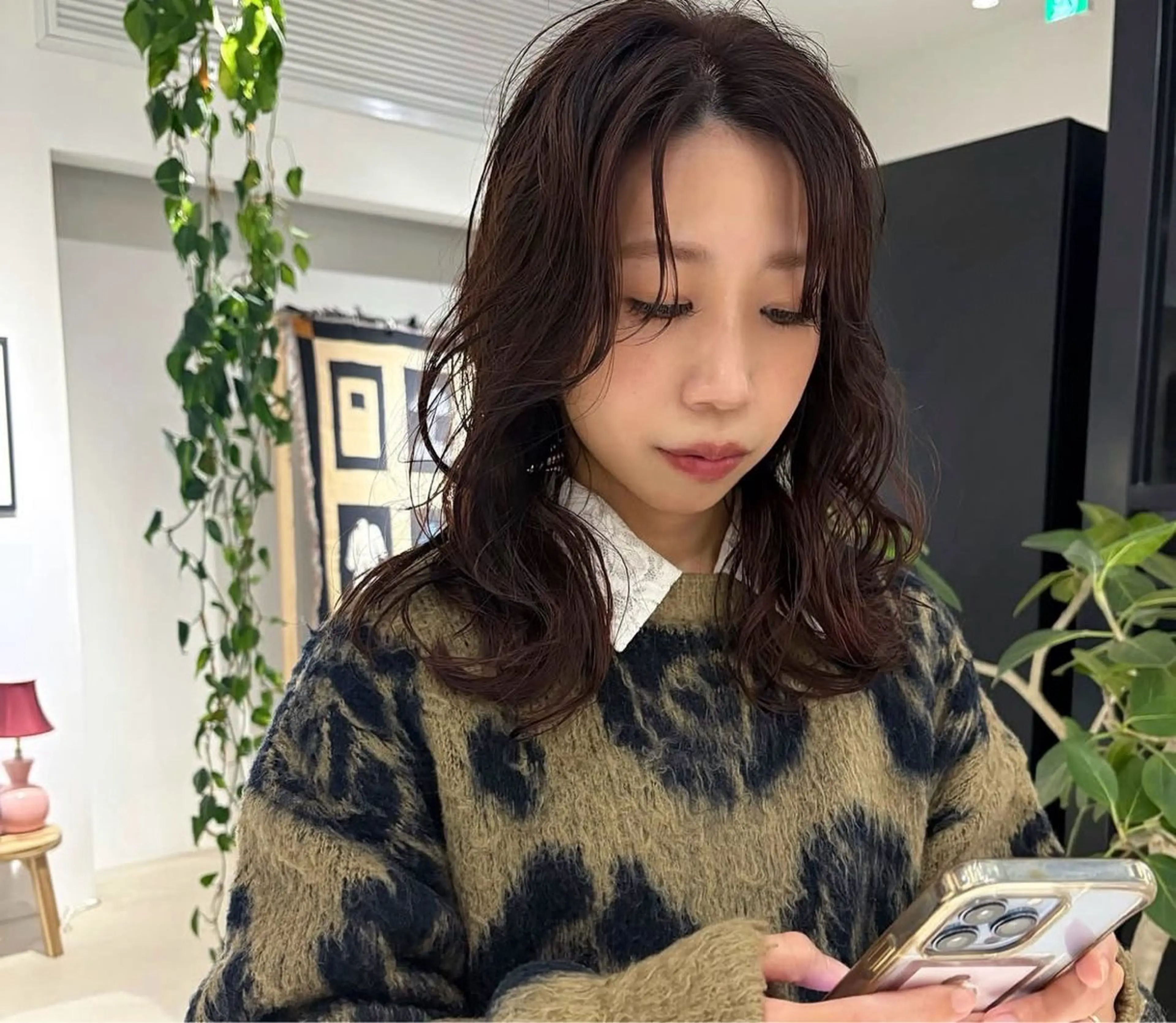 セミロング カラー パーマ セミロングパーマ ニュアンスパーマ カット パーマ Yui⭐️ 【初カラー指名多め】のヘアスタイル