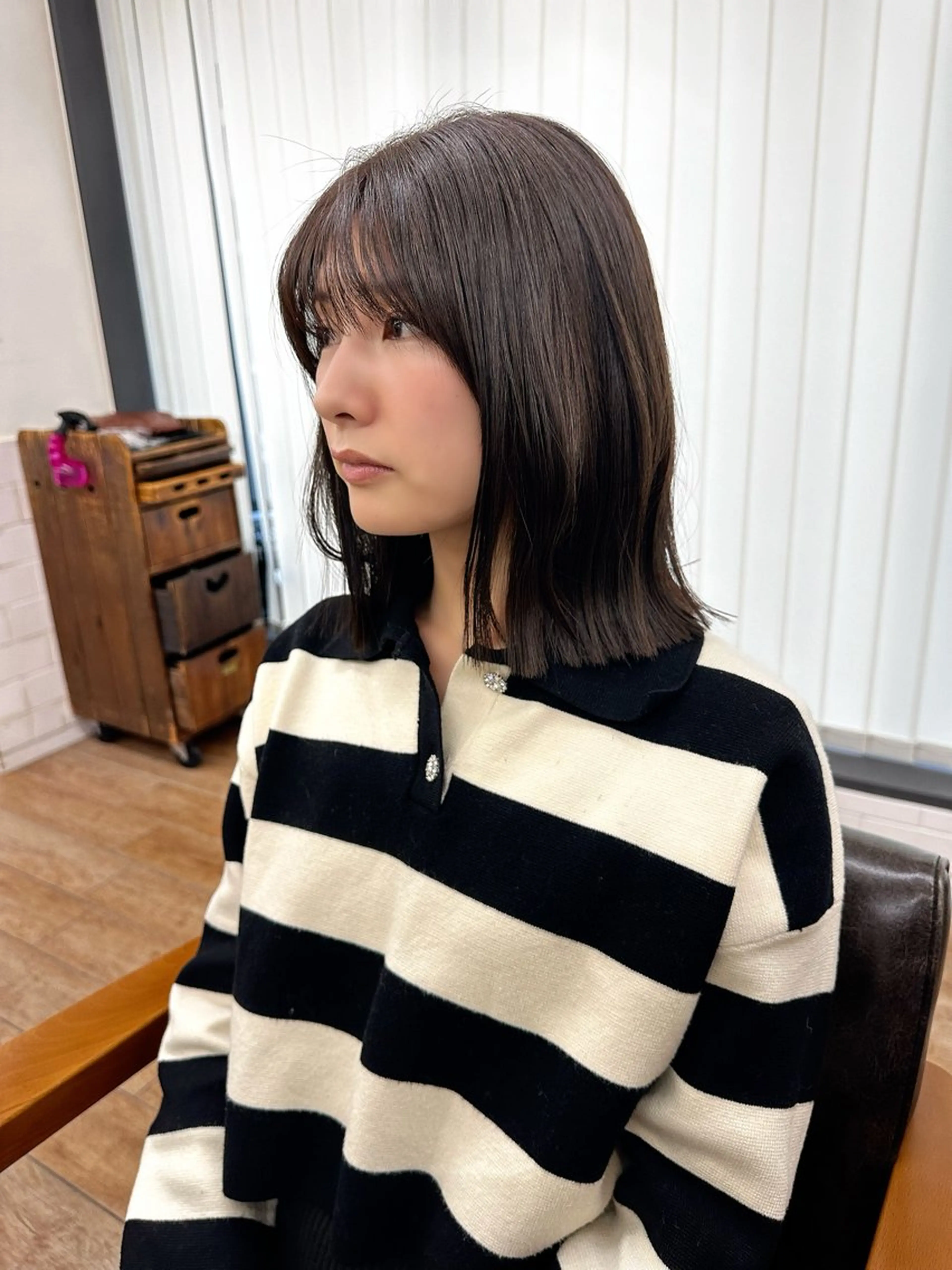 セミロング カラー パーマ ヘアアレンジ メンズ キッズ 小顔顔まわり/ レイヤーカット🌿のヘアスタイル