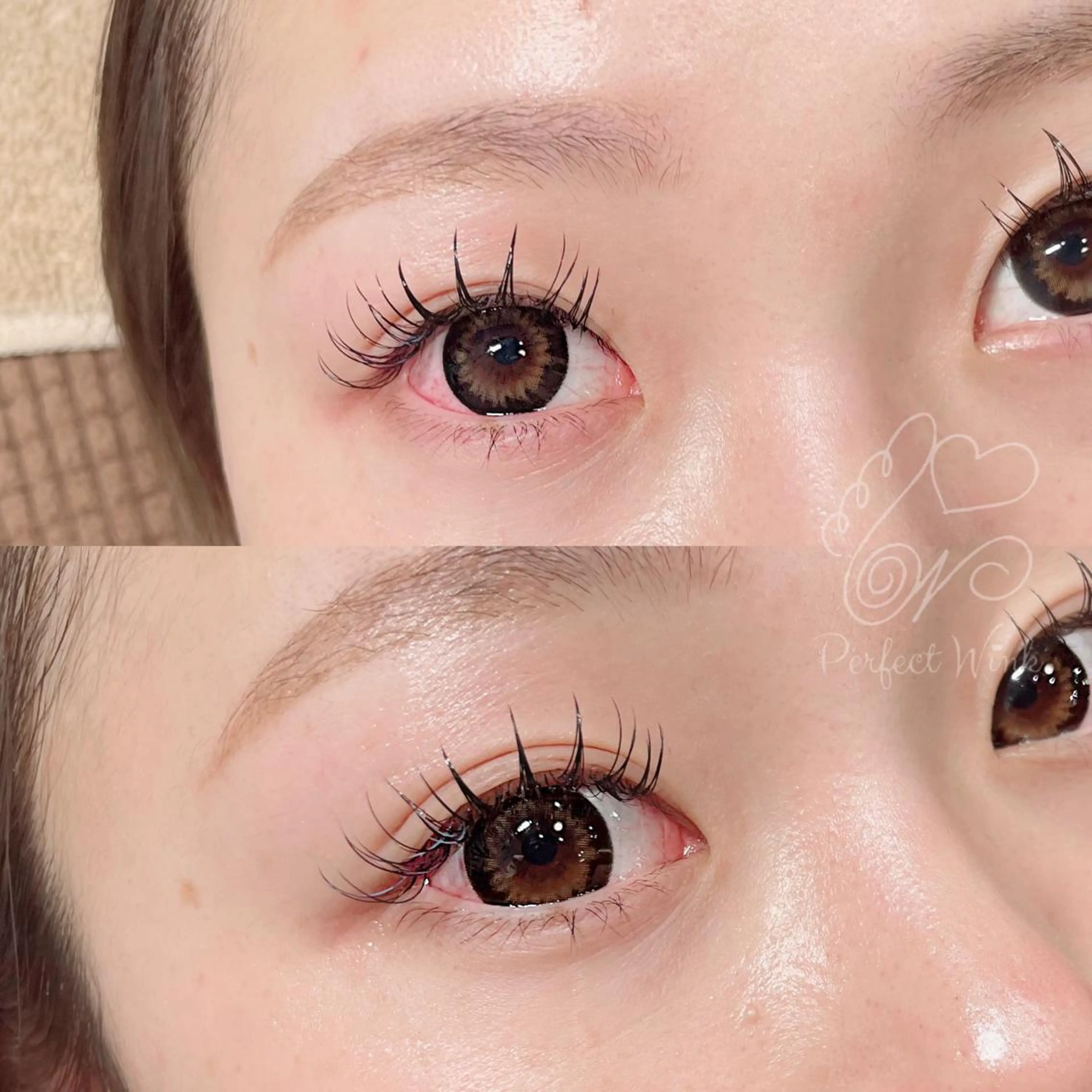 カラー マツエク・マツパ アイブロウ 束感まつ毛 マツエク パーフェクトウィンク ちぢいわみのりのマツエク・マツパデザイン