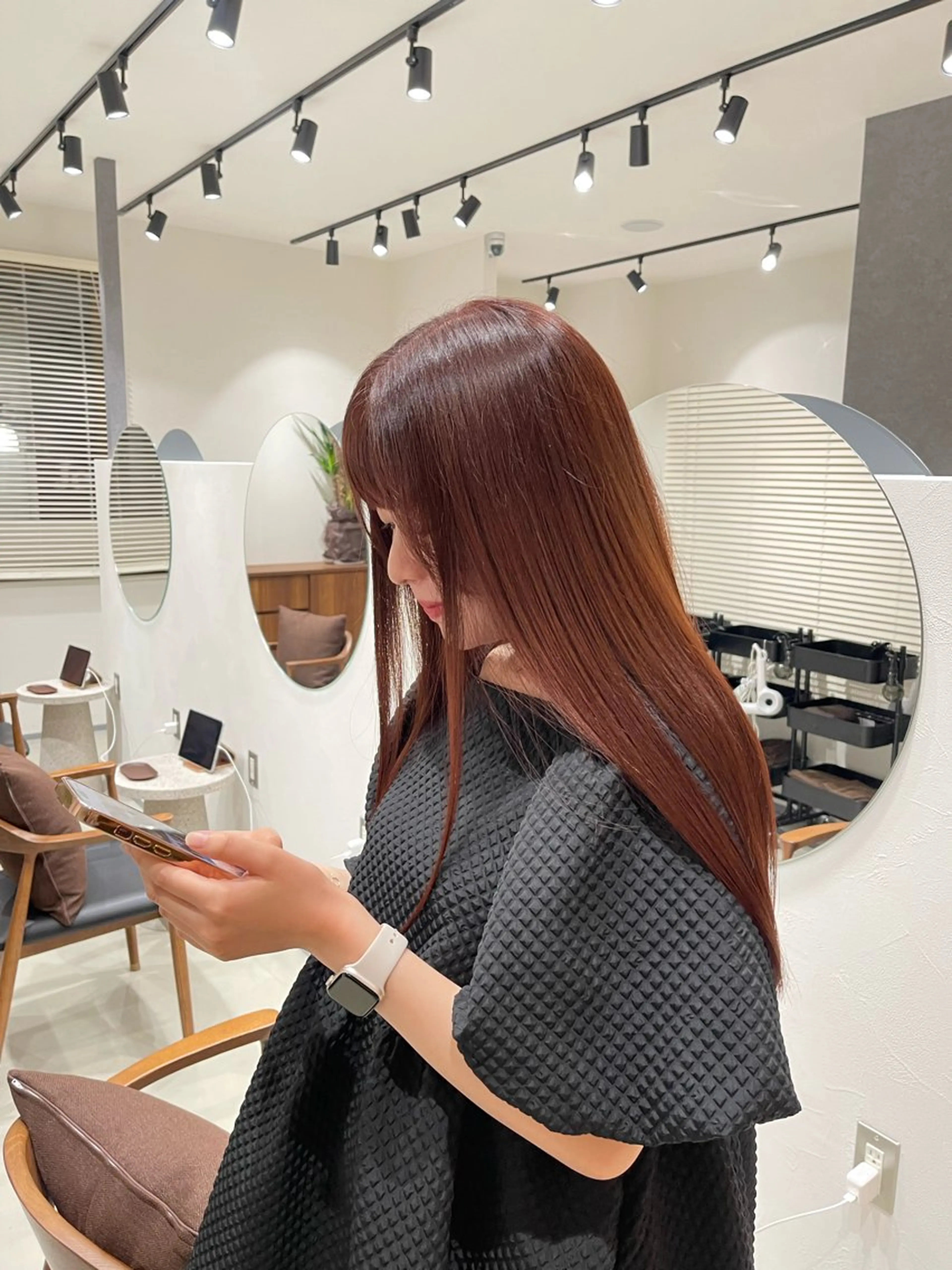 セミロング カラー ブラウンカラー オレンジ オレンジブラウン ボブ/レイヤー /河内温太のヘアスタイル