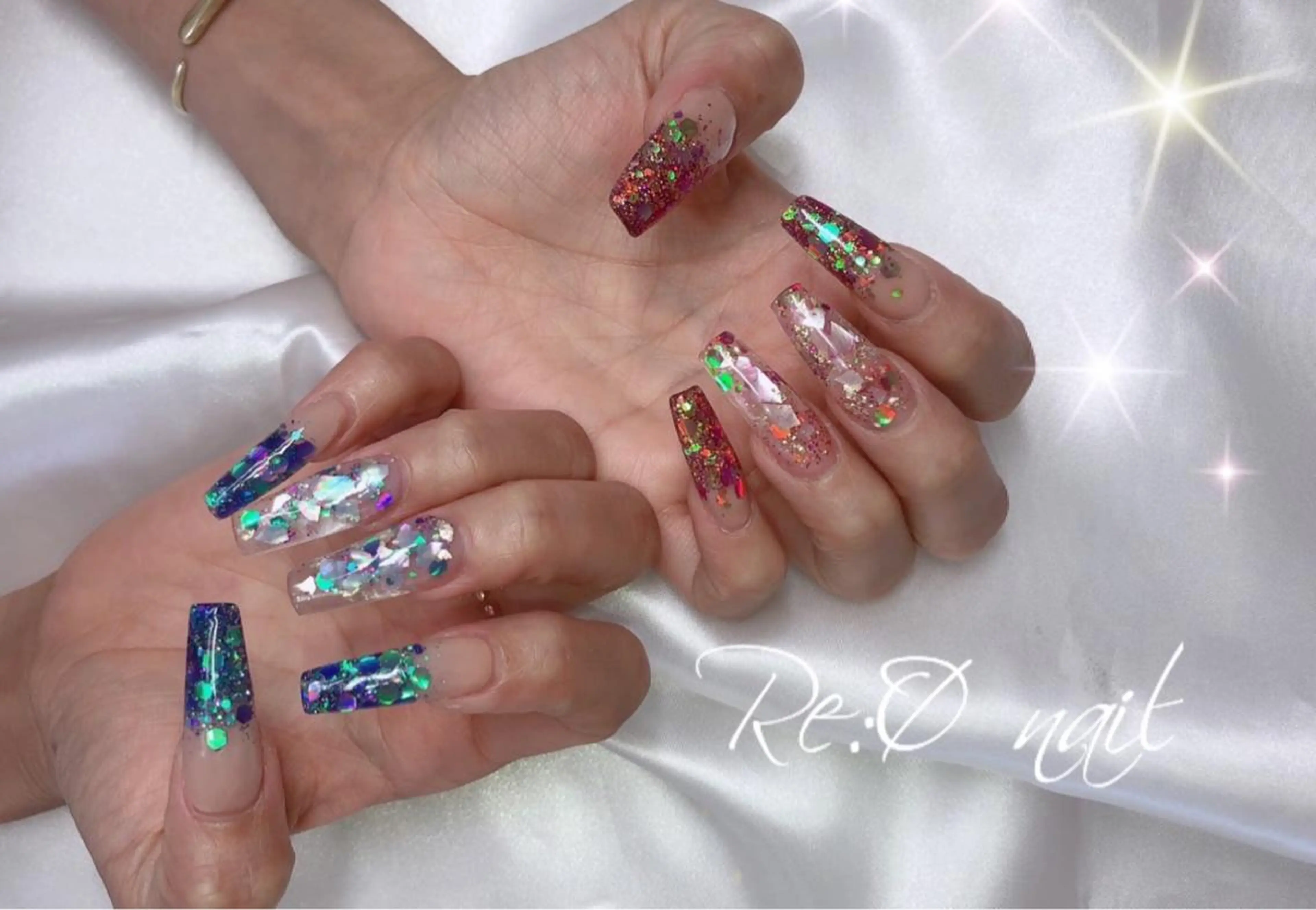 ネイル ラメ(グリッター) ラメグラデーション Re:Ø nail 🩵TSUJIのネイルデザイン