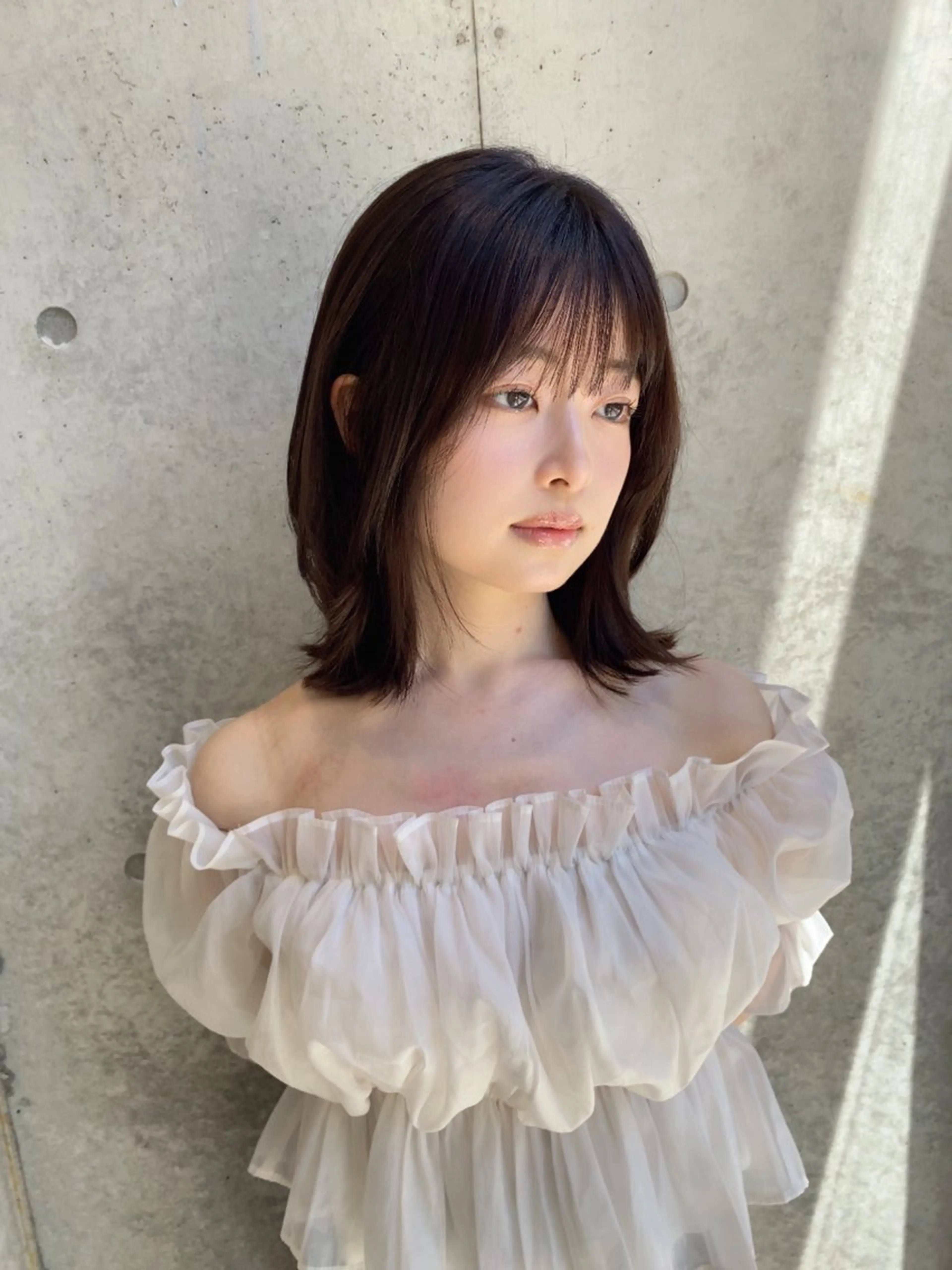 ミディアム カラー カット ヘアカラー トリートメント レイヤー/柔色 カラー/SAkiのヘアスタイル