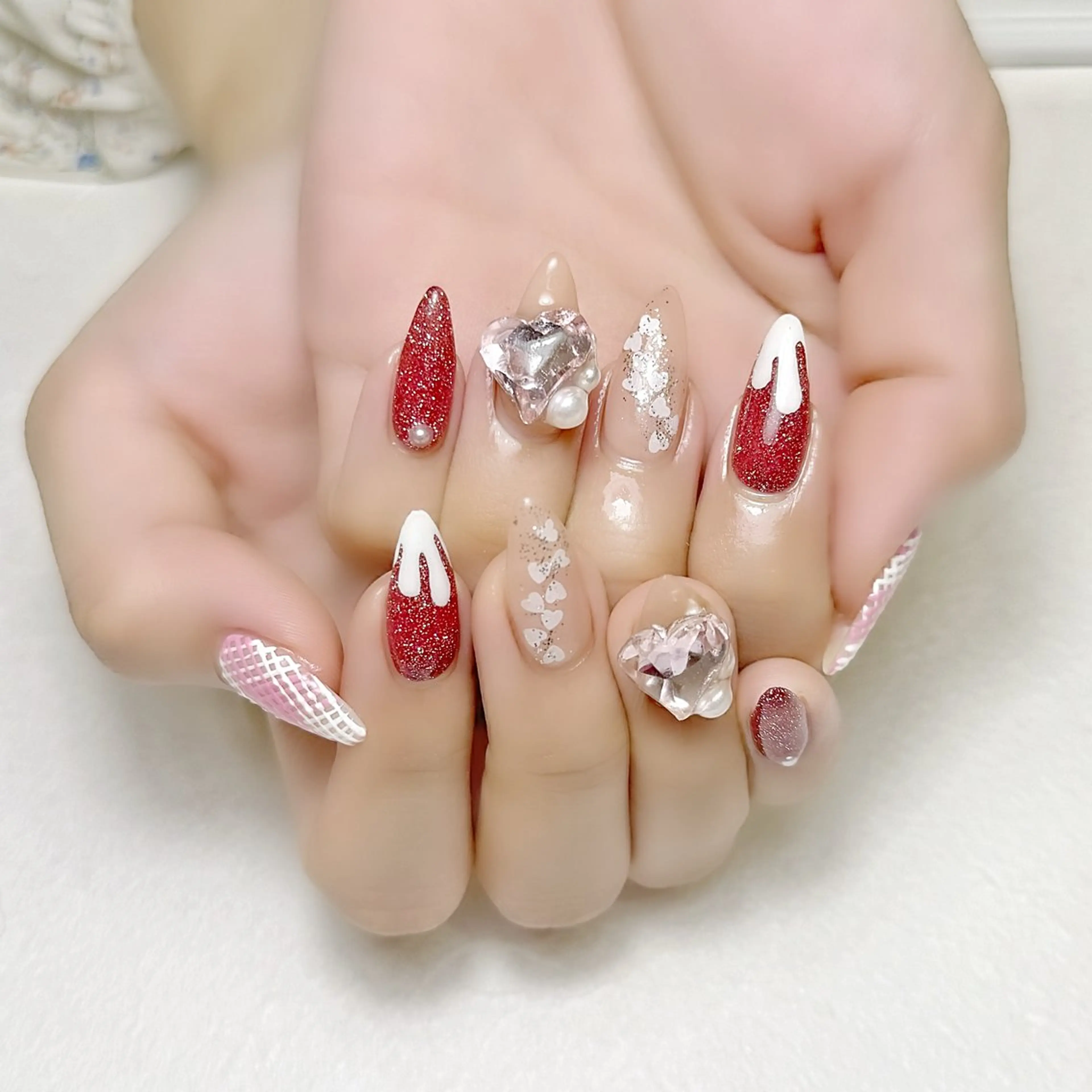 ネイル フラッシュネイル ハート バレンタイン rouse nail RISATOのネイルデザイン