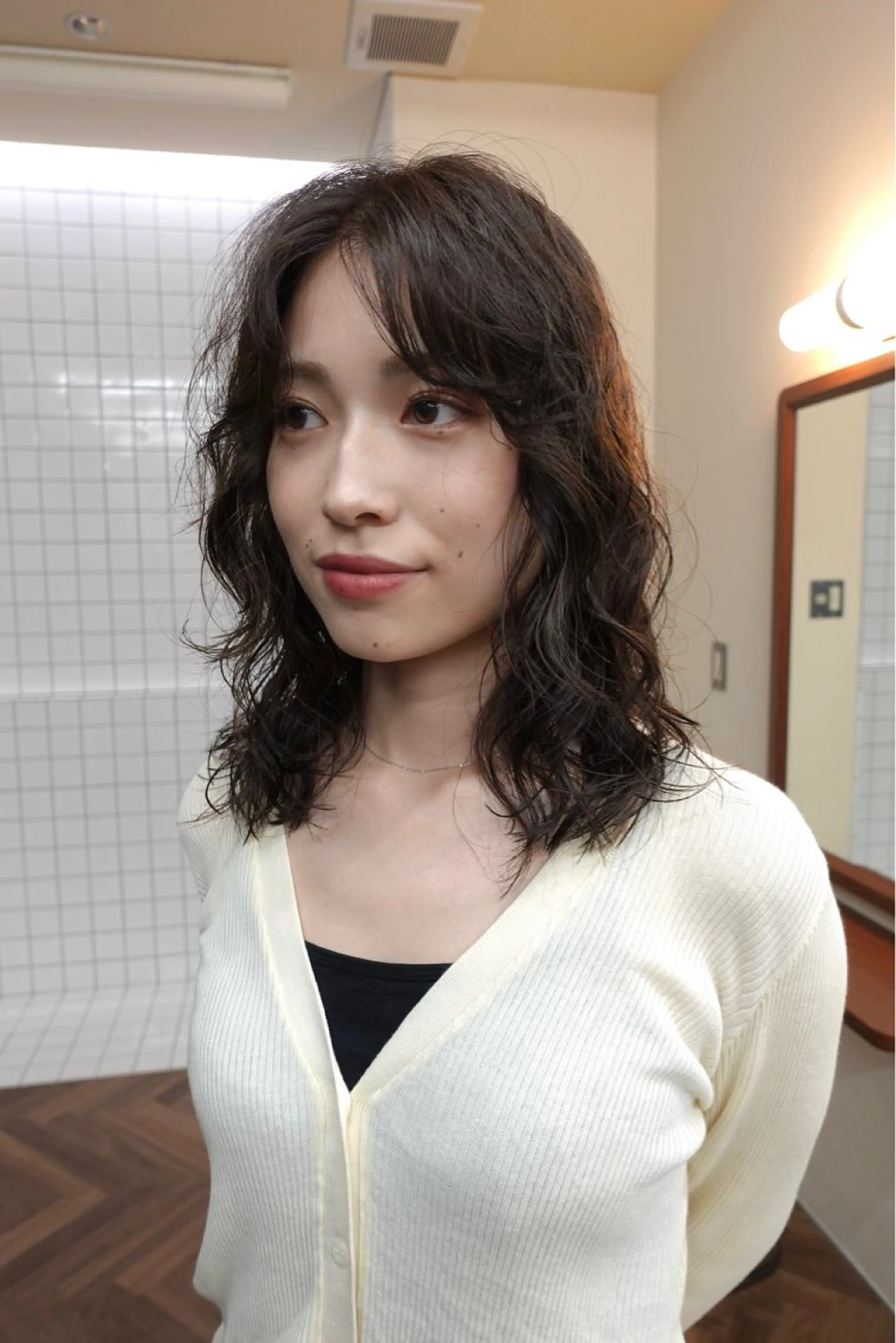 ミディアム カラー パーマ カット パーマ ボブパーマ/パーマ ウルフパーマのヘアスタイル