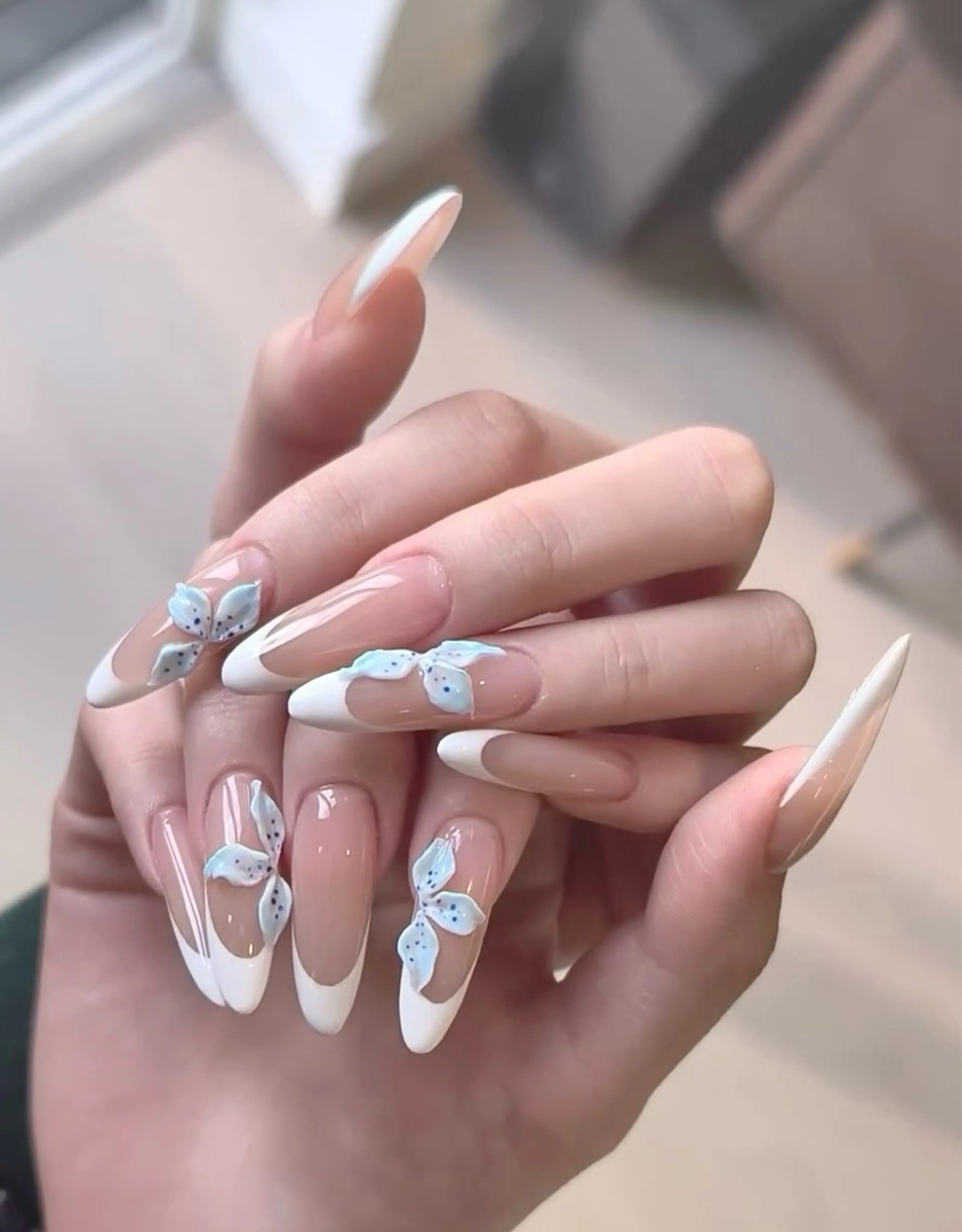 ネイル オーロラネイル フラワーネイル フットネイル フレンチネイル ジェルネイル ハンドネイル 長さだし専門 ありさのネイルデザイン