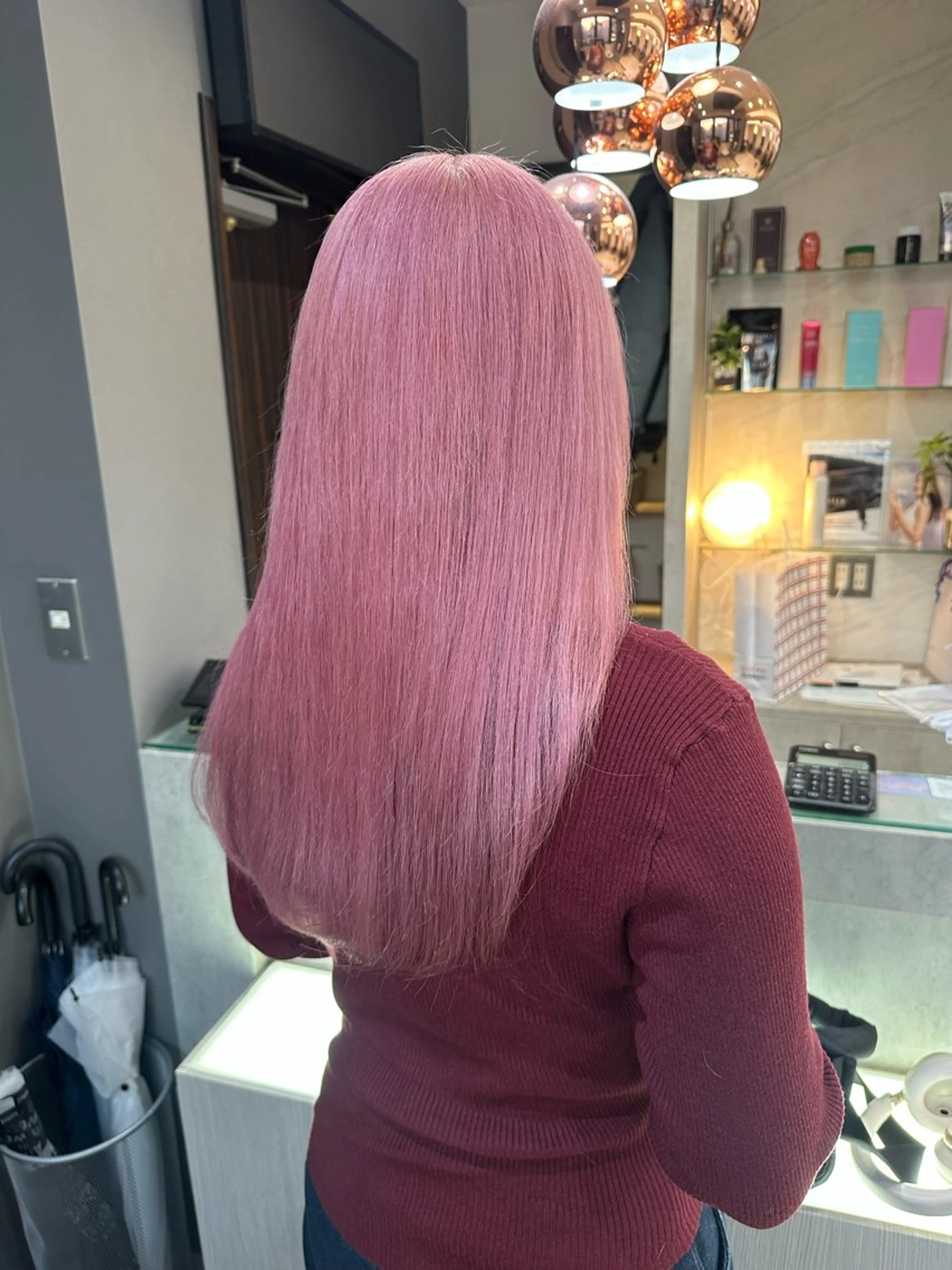 セミロング カラー ブリーチ 縮毛矯正 トリートメント ヘアカラー AYAKASA 暖色カラー/レイヤーのヘアスタイル