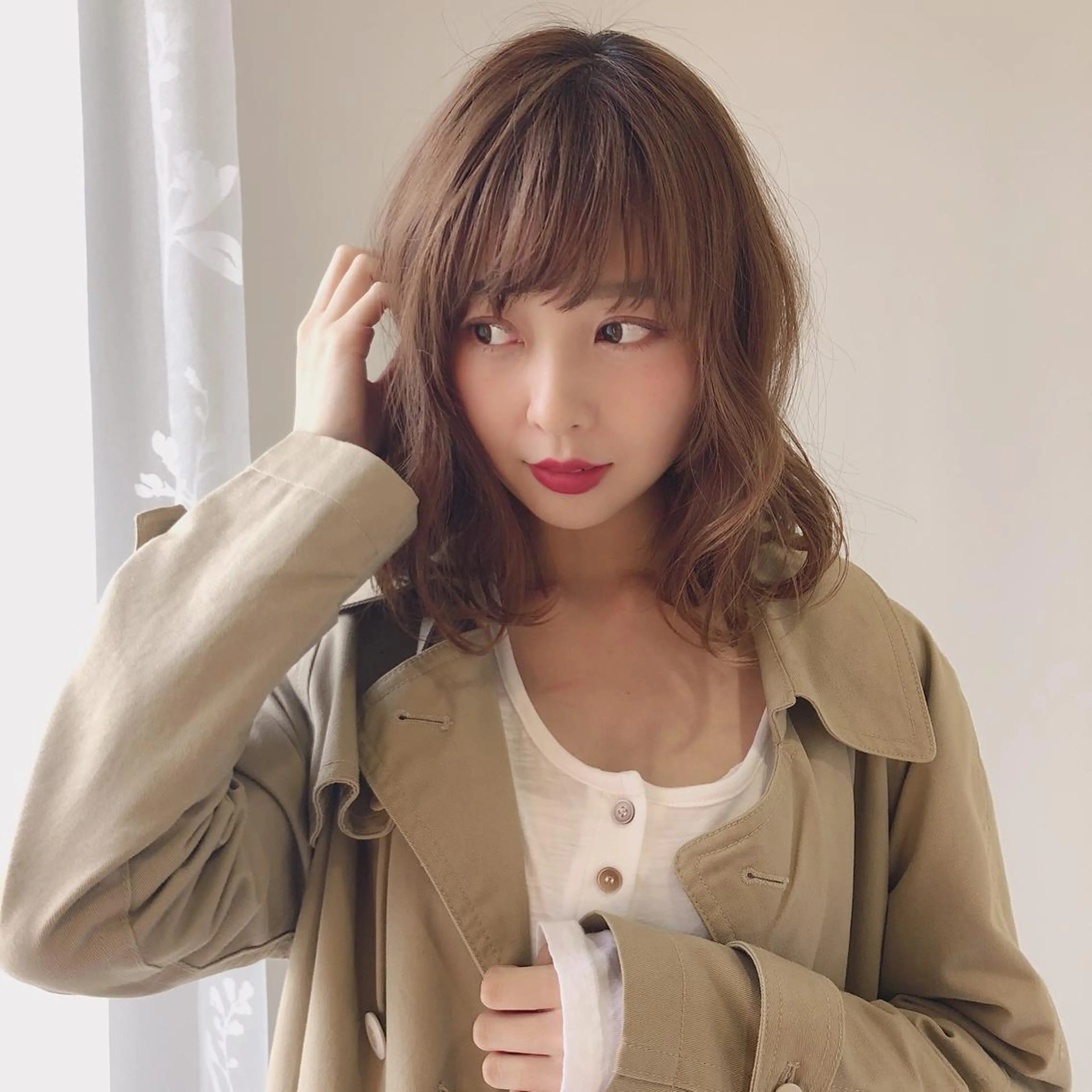 ミディアム カラー 店長/mao/ 前髪/顔周りカットのヘアスタイル