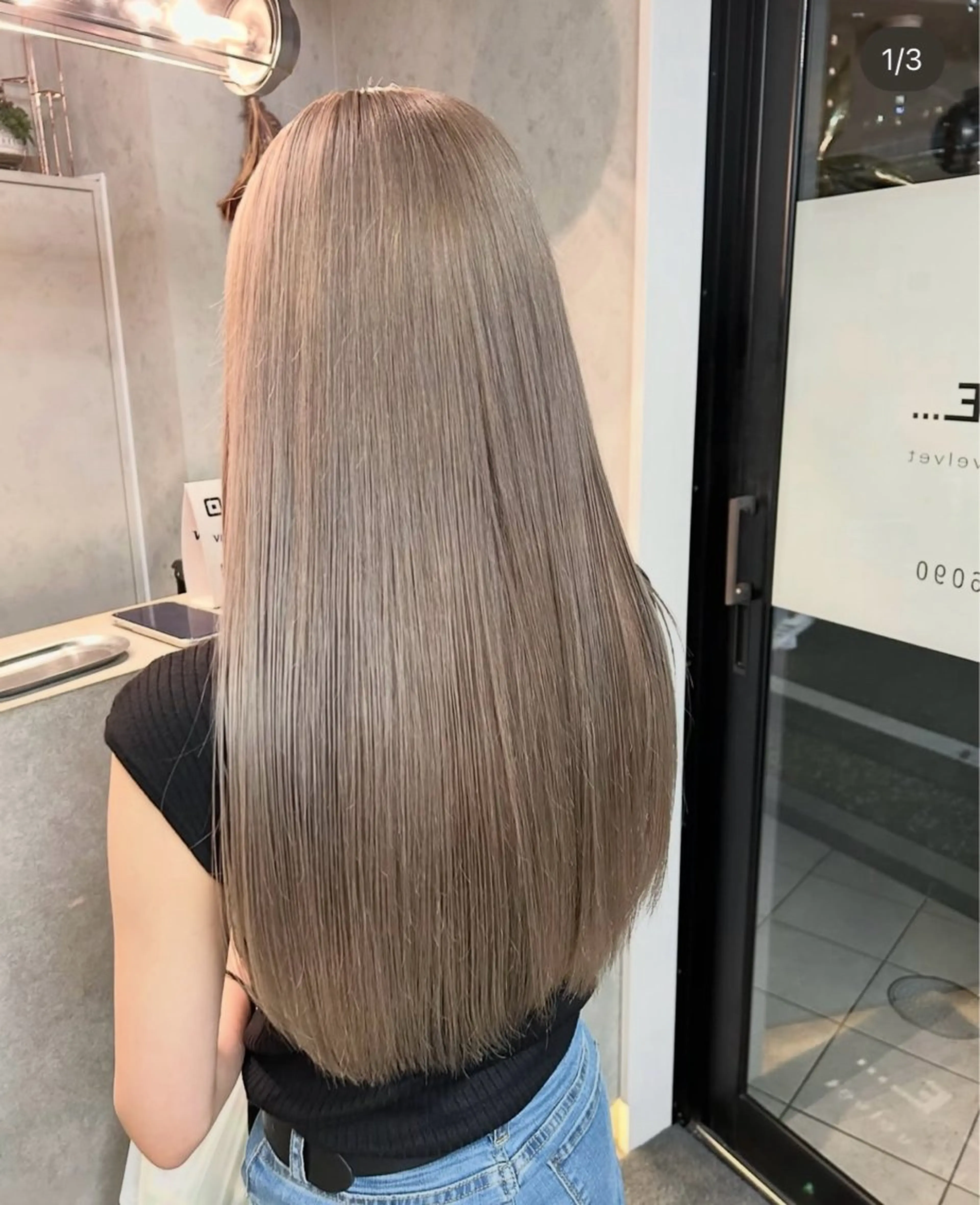 ロング カラー ヘアカラー 博多ブリーチ× 透明感/縮毛矯正のヘアスタイル