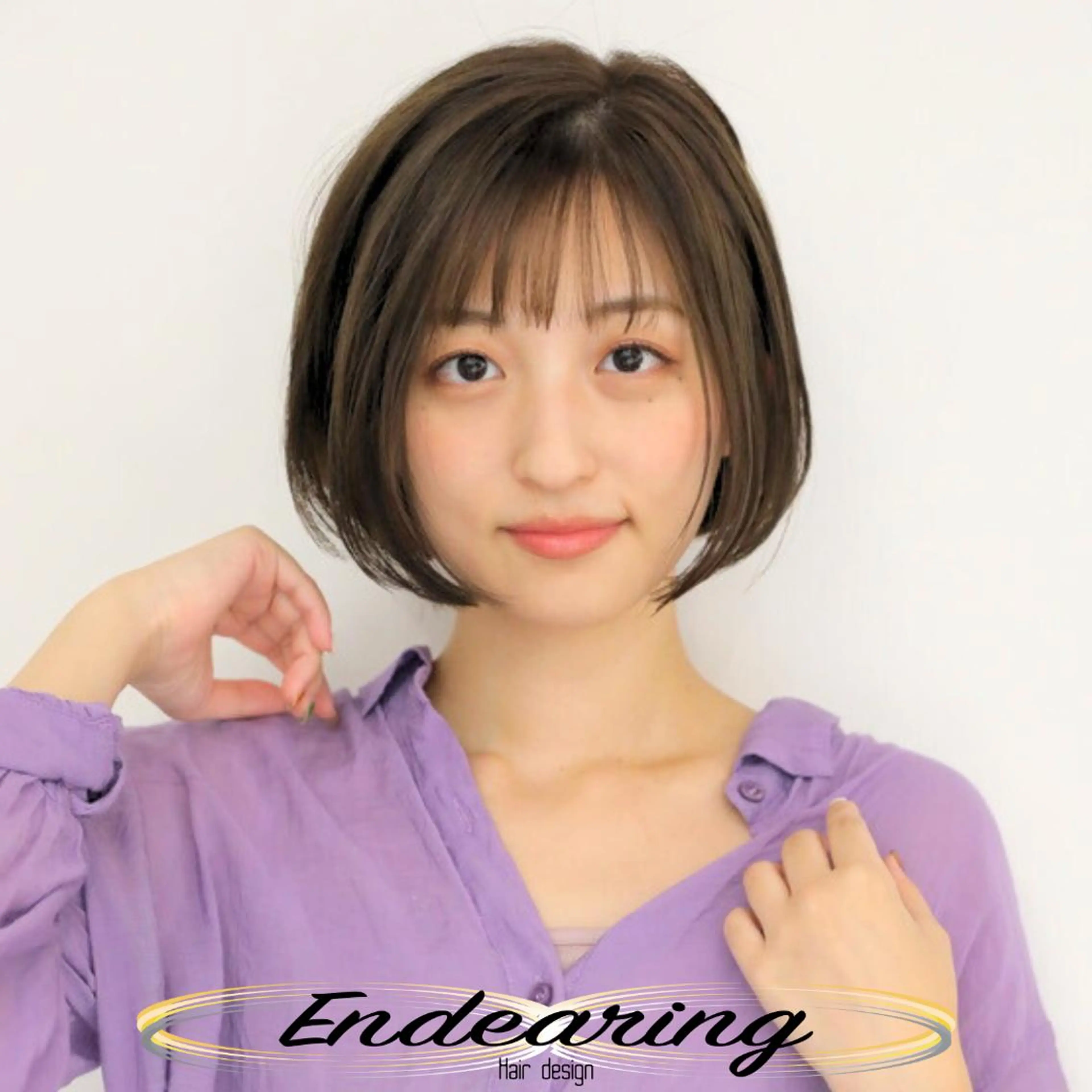 カラー アッシュ ベージュカラー 透明感カラー ボブ カット ヘアカラー Endearing 銀座/レイヤーカットのヘアスタイル