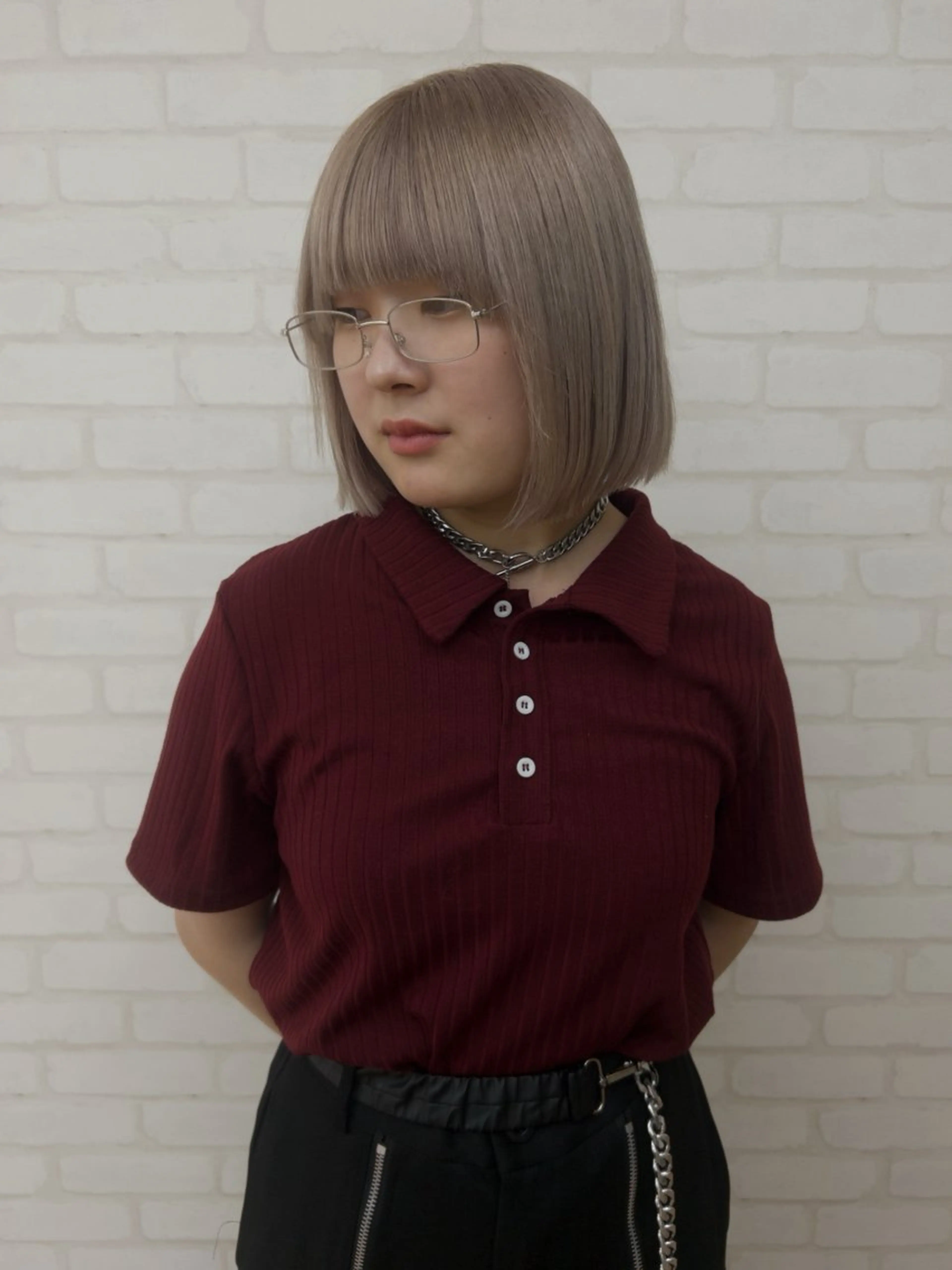 ショート ヘアカラー リン🔔ボブ cut ベージュカラー🤎のヘアスタイル