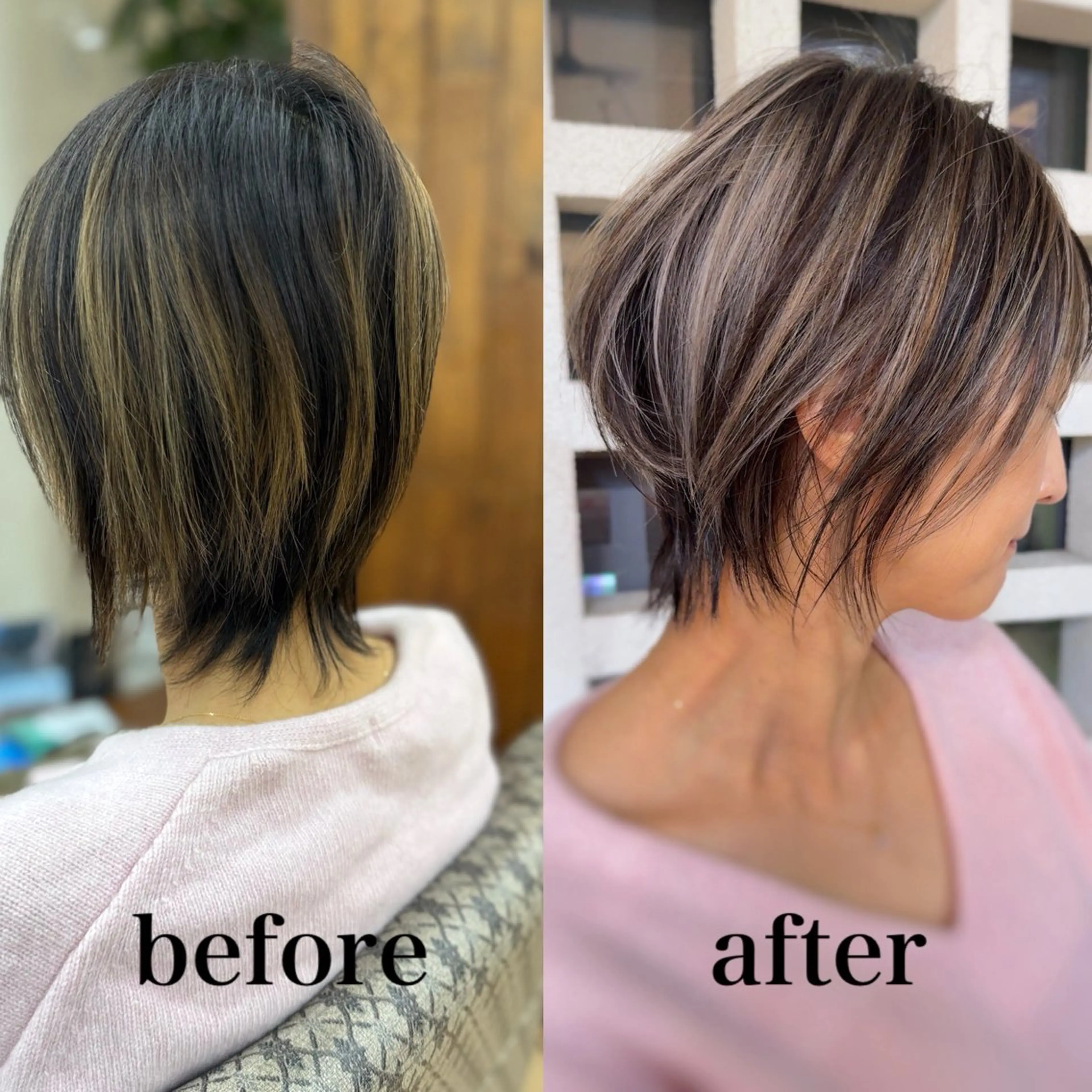 ミディアム ハイライト カット ヘアカラー dolphin ドルフィンのヘアスタイル