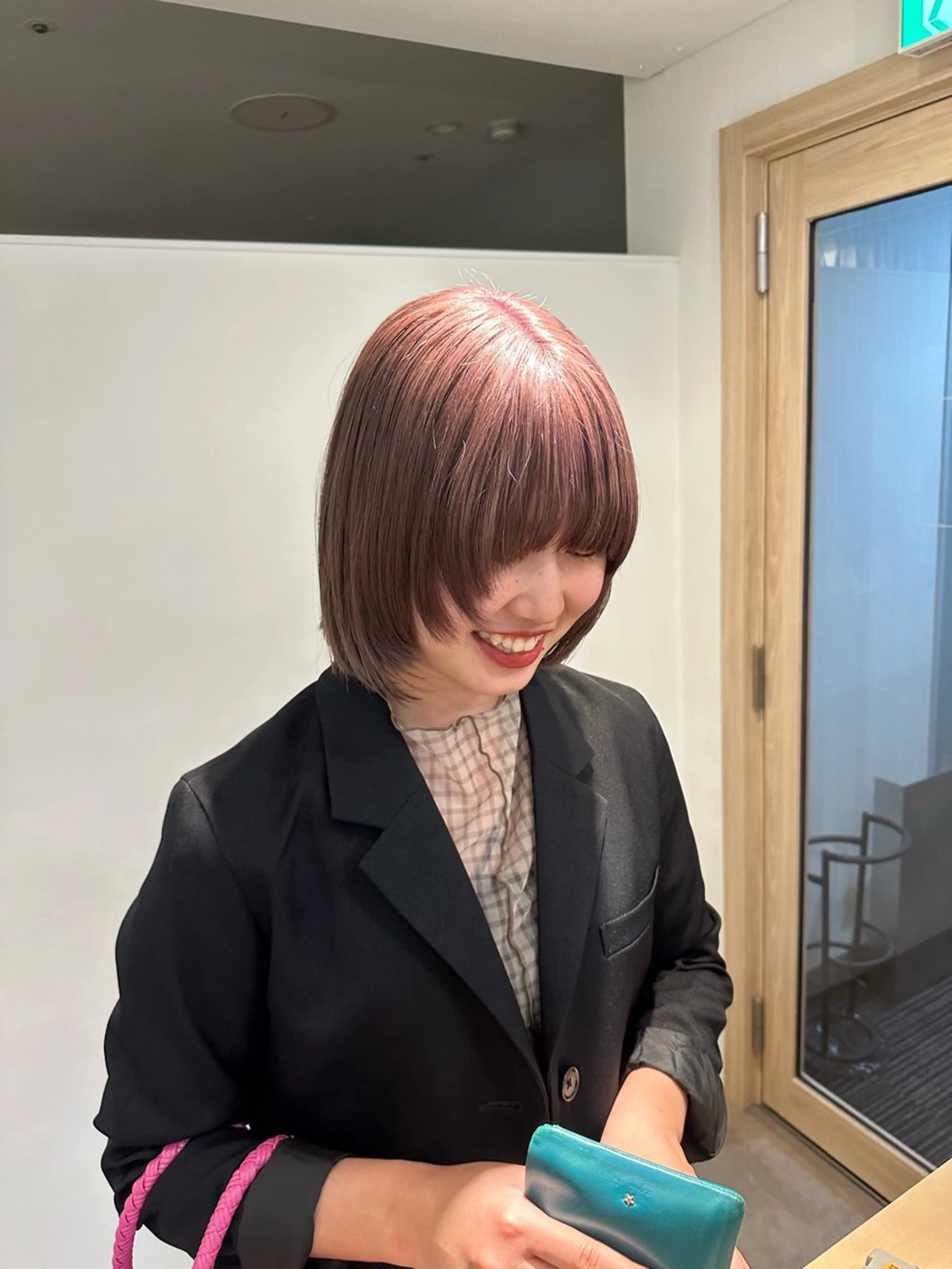 ミディアム カラー ピンクカラー ヘアカラー トリートメント 梅田/柔らかカラー/ オオハシ リナコのヘアスタイル