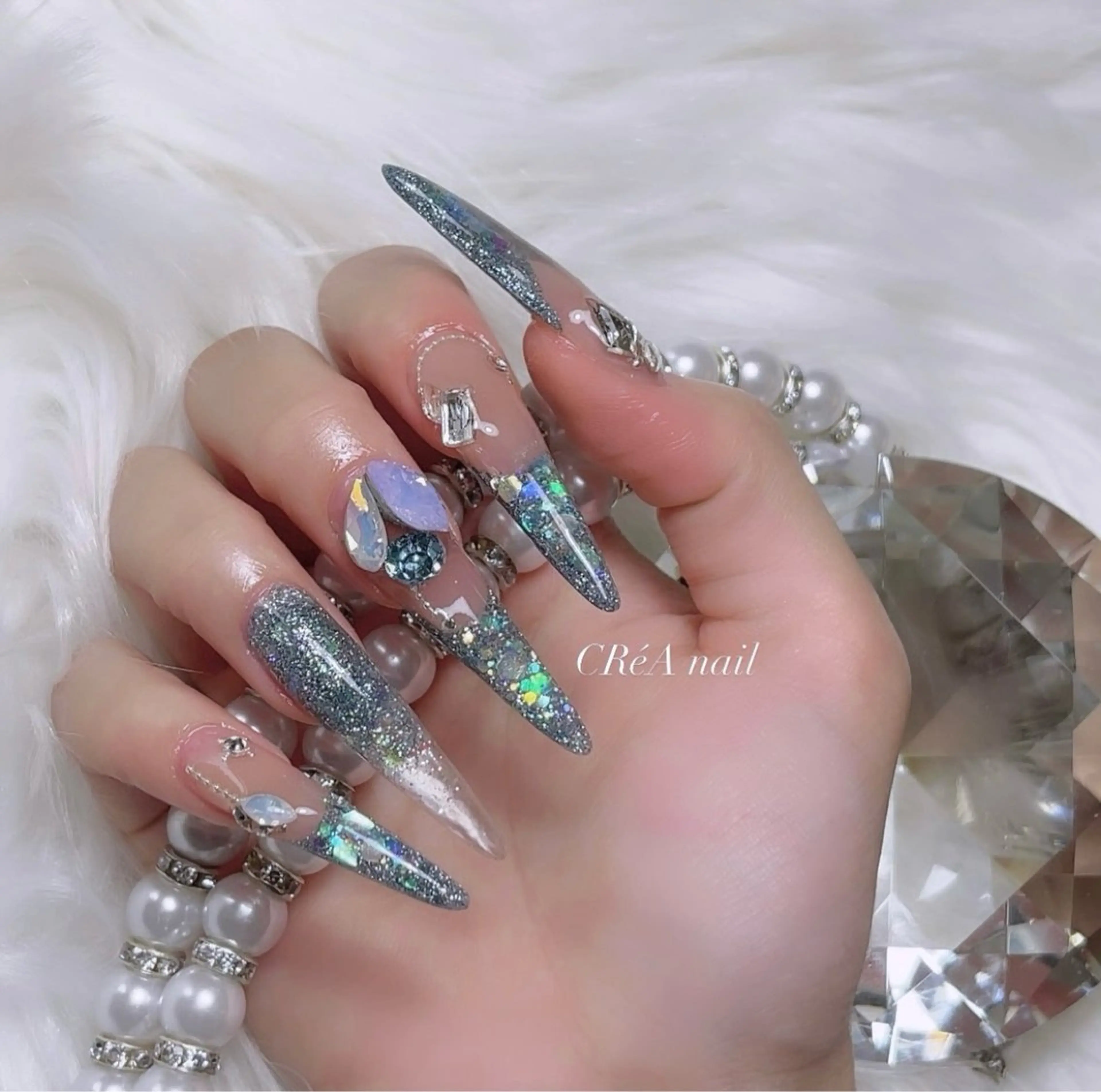 ネイル ロングネイル 夏ネイル ハンドネイル CRéA　-private nailsalon-所属・CReA nailのネイルデザイン