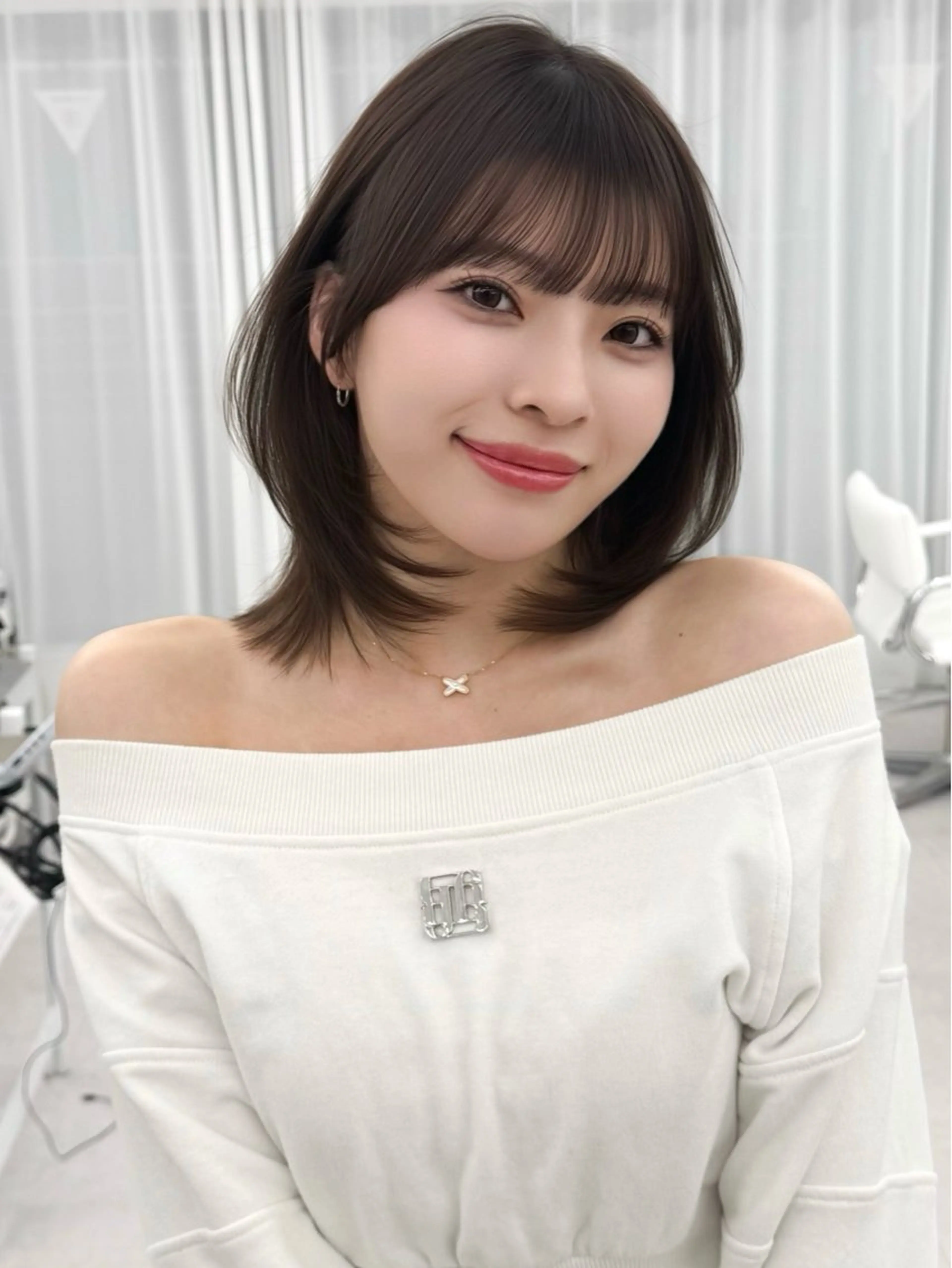 ミディアム カラー ヘアアレンジ カット ヘアカラー トリートメント 顔周り&ミディアム 特化/池袋/kokiのヘアスタイル