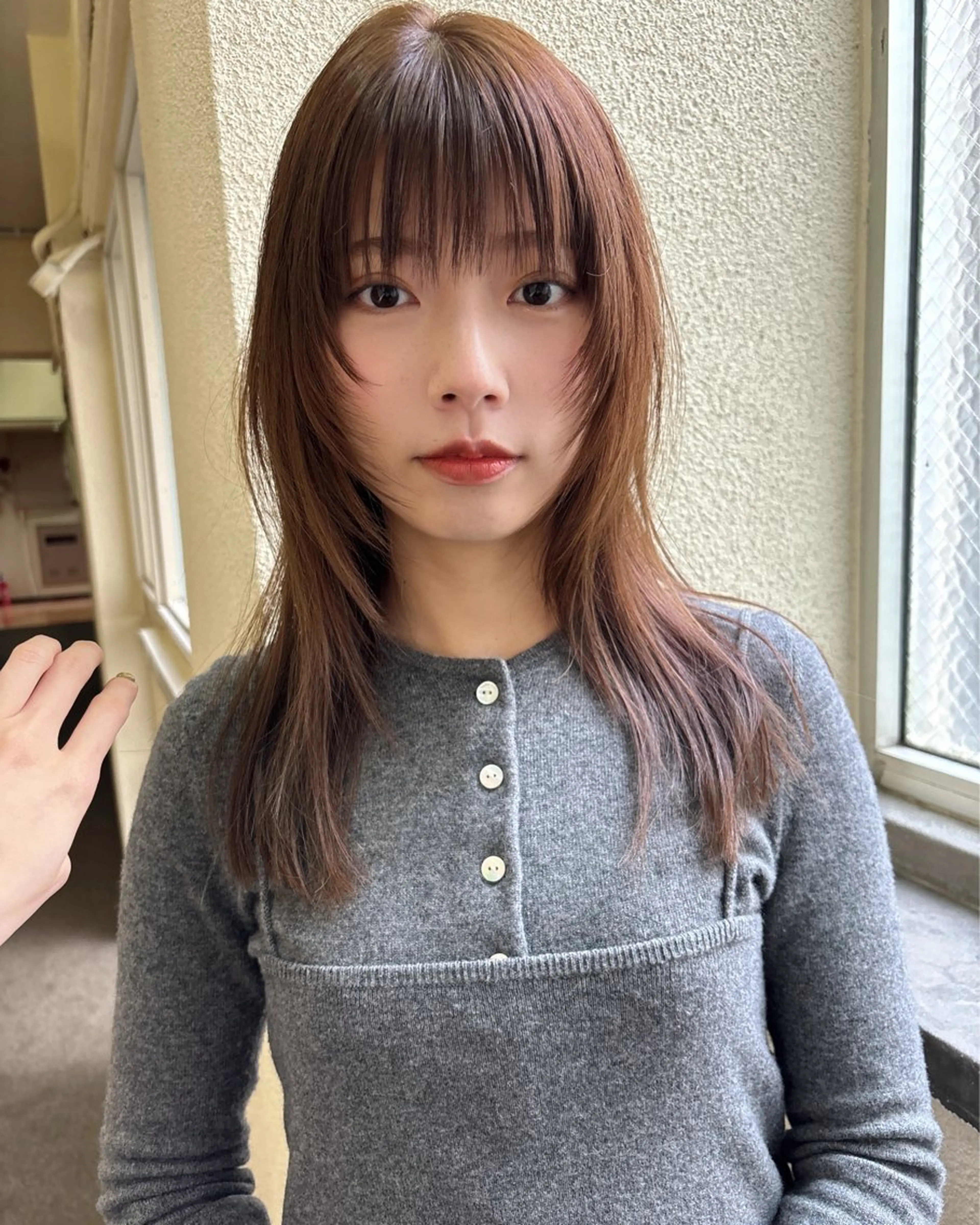 セミロング カラー パーマ ヘアアレンジ 顔まわりレイヤー 顔周りカット レイヤーカット 小顔カット 広島/ボブ/レイヤー 🌿‬wakabaのヘアスタイル