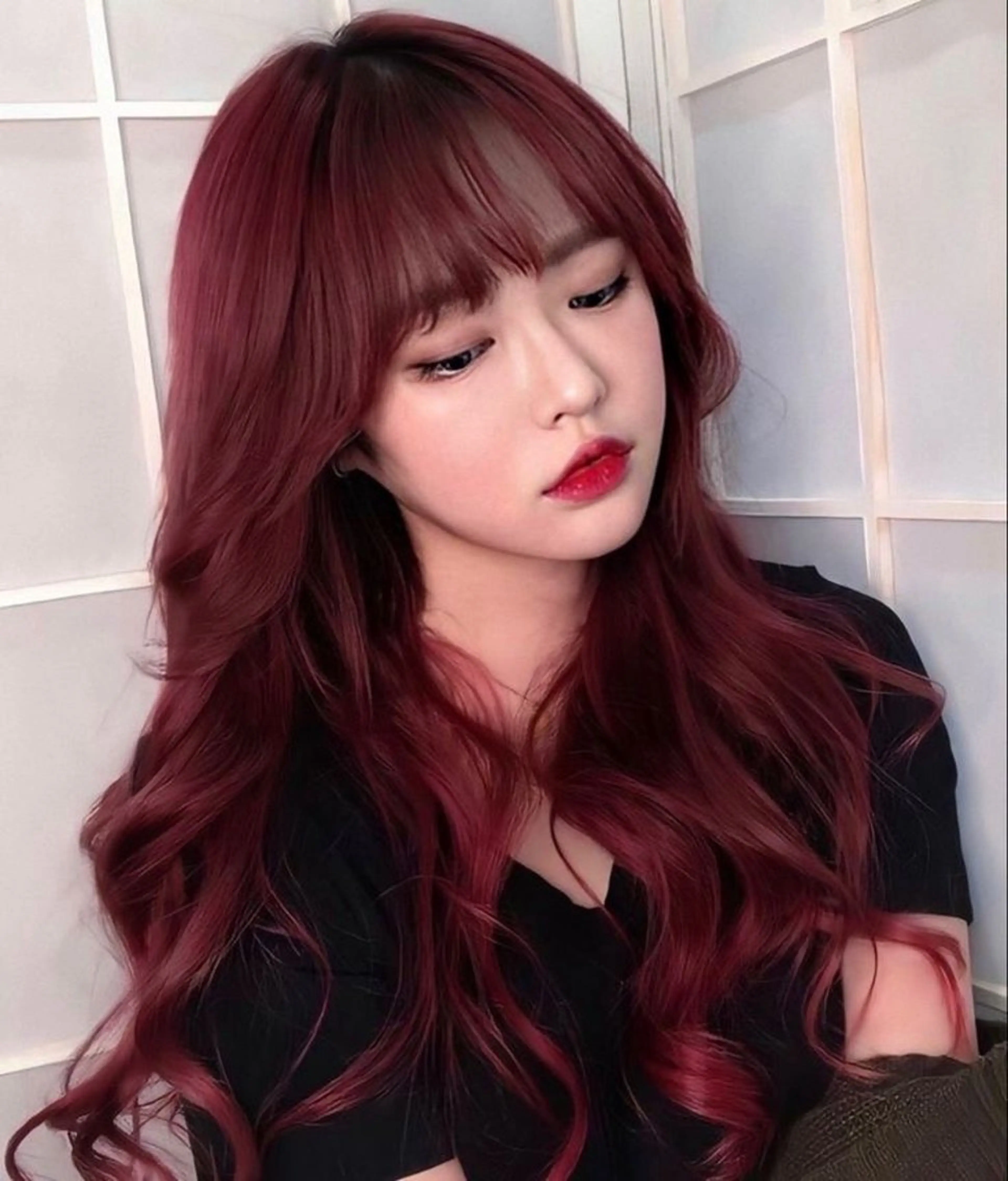 ロング カット ヘアカラー トリートメント ヘアセット 💗韓国暖色ヘア NO.1💗🪽のヘアスタイル