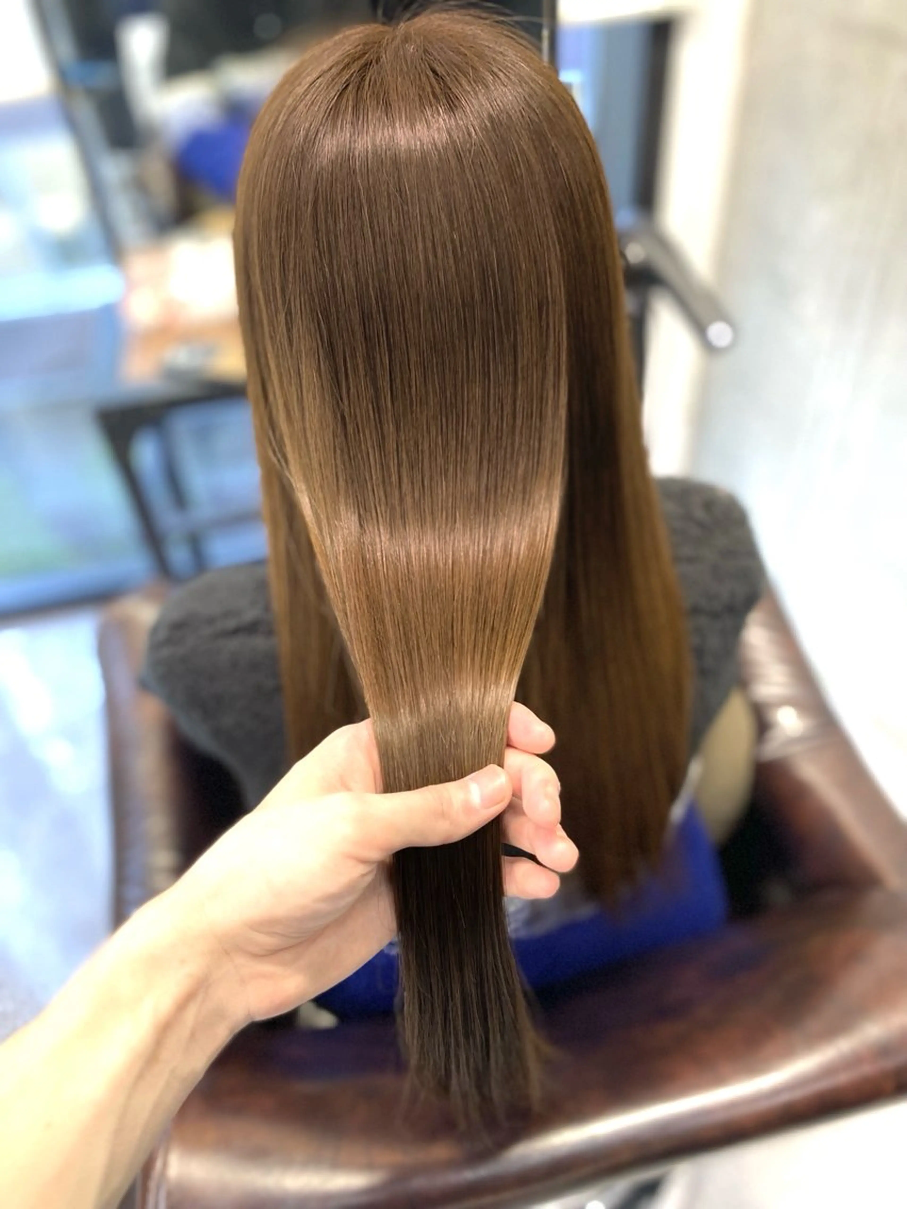 ロング ケアカラー 髪質改善 シースルーバング トリートメント トリートメント 韓国/ワンホンヘア 髪質改善/MaCoのヘアスタイル