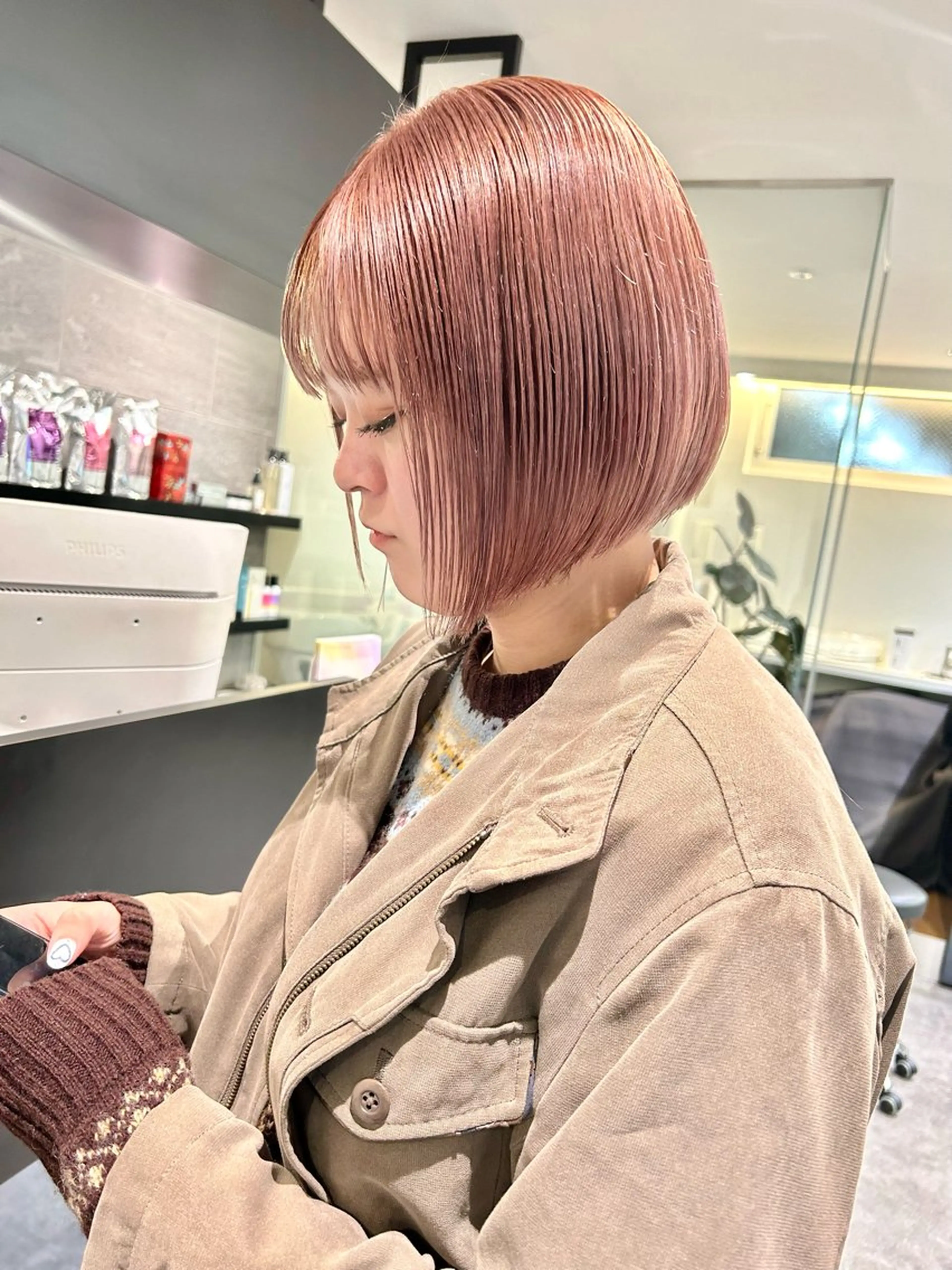 ミディアム カラー ブリーチ ピンクカラー 🎀ヘアセット透明感 /REINA🎀のヘアスタイル