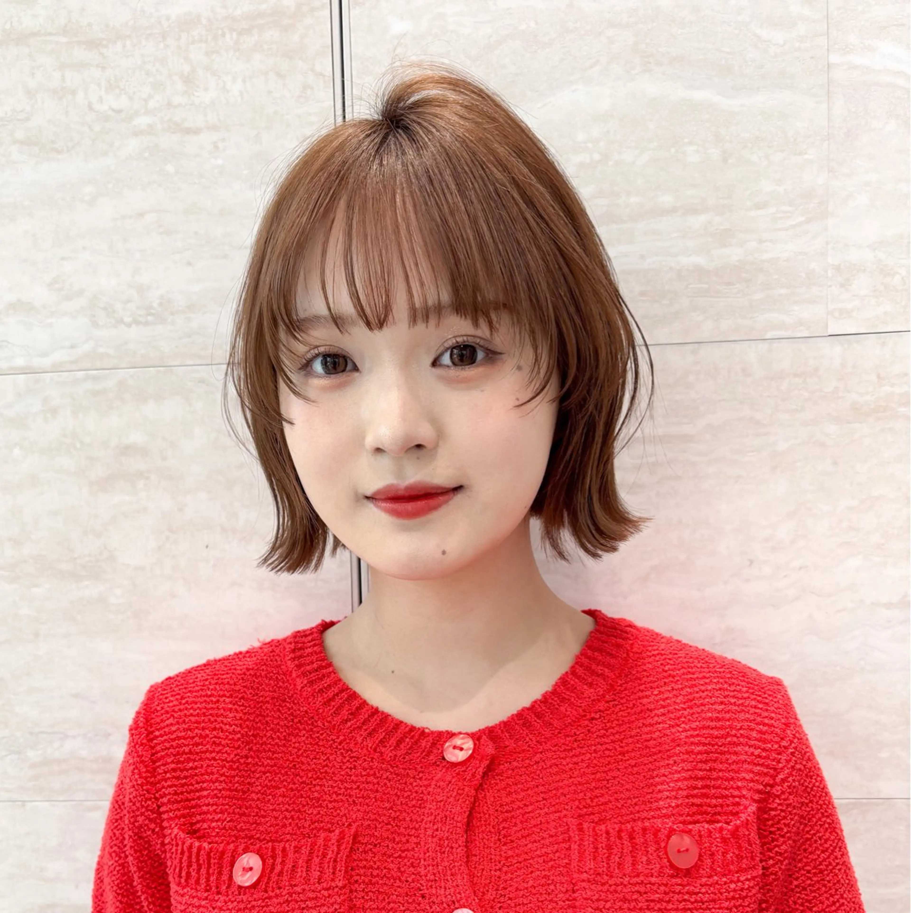 ミディアム カラー カット ヘアカラー トリートメント 💖ボブ/髪質改善 顔周りレイヤー/ユイのヘアスタイル