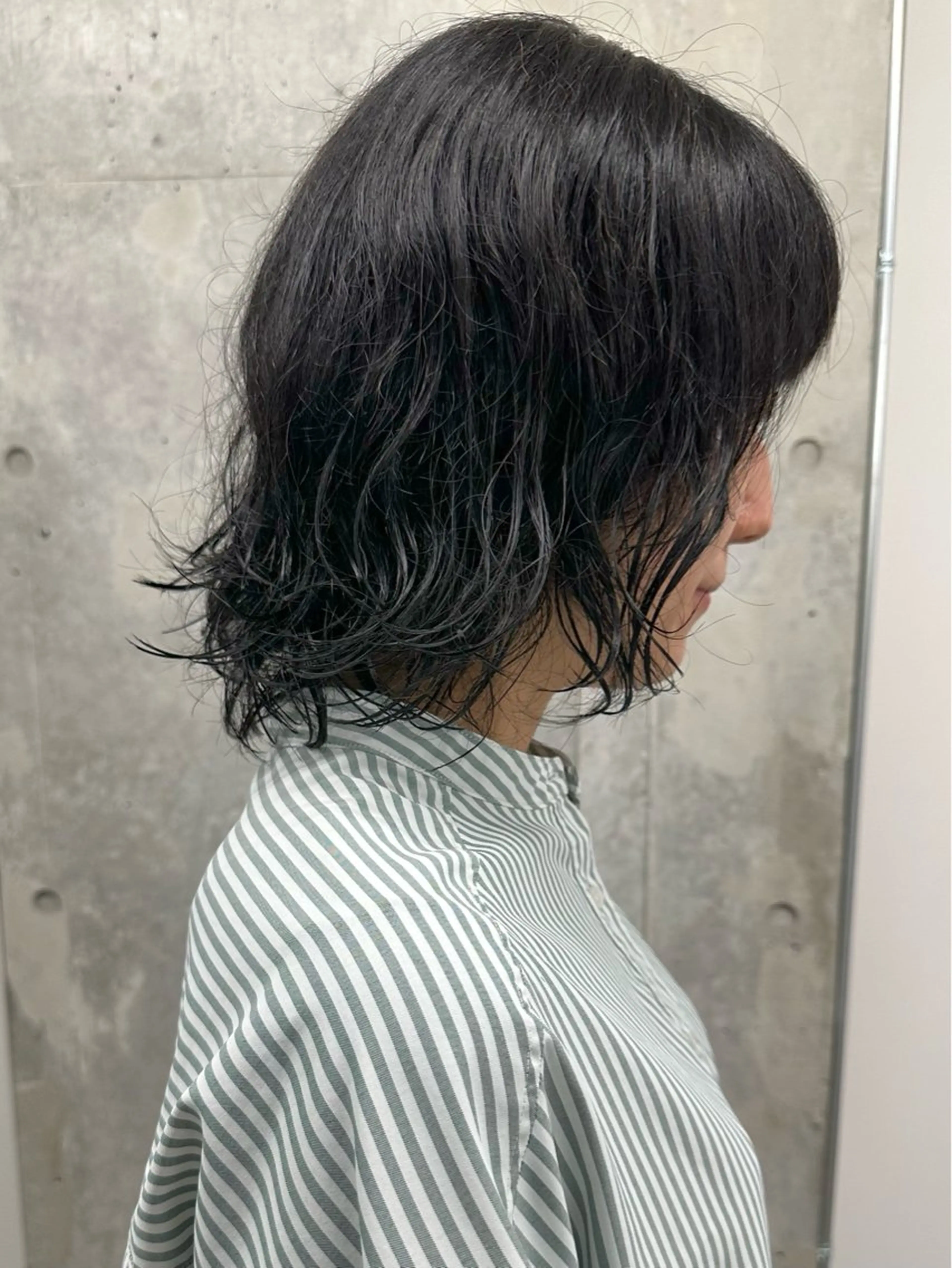 ミディアム パーマ ボブ くせ毛 カット ヘッドスパ 小顔ボブ/お悩み解決 /ボブパーマ/とういのヘアスタイル