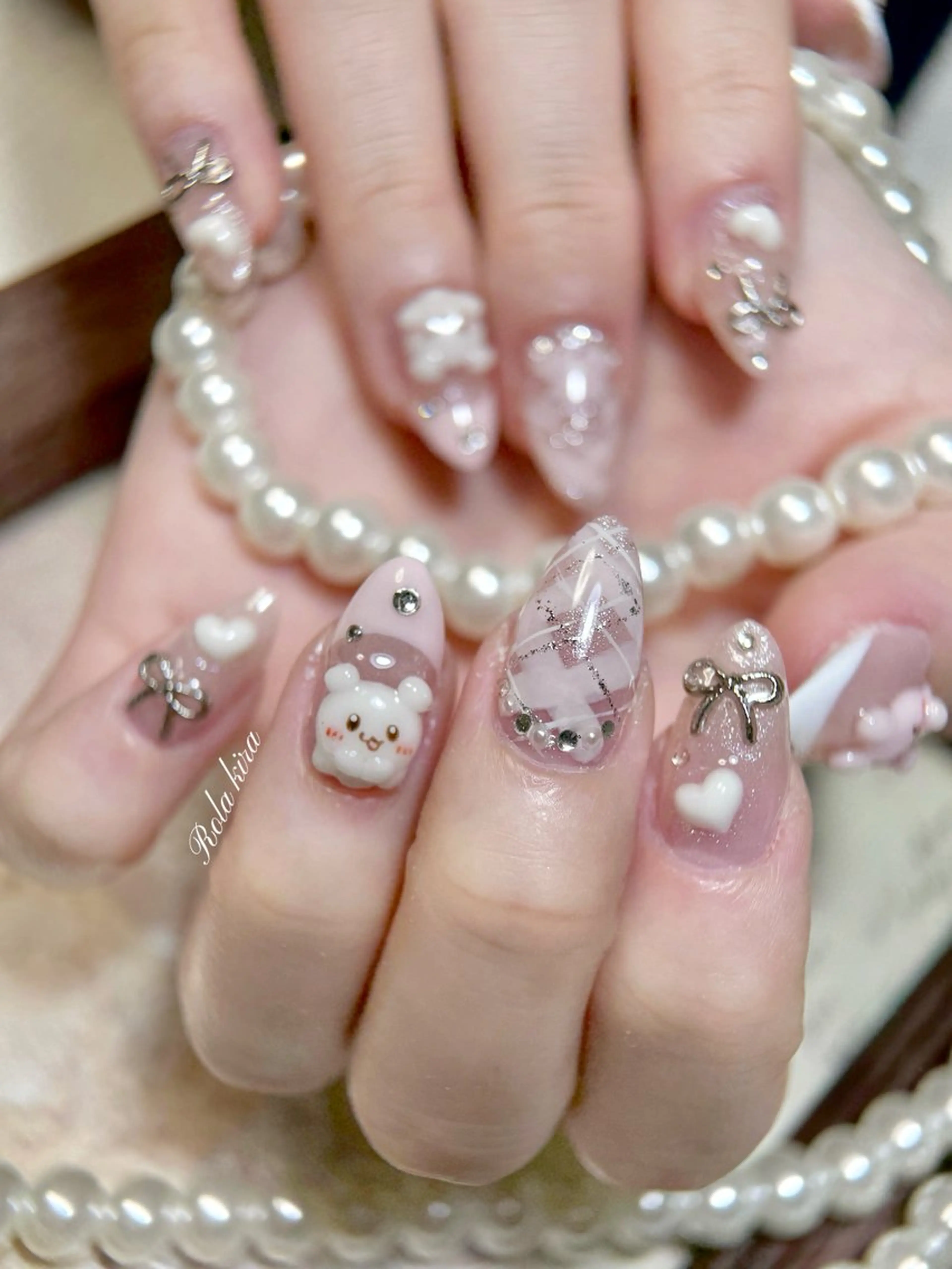 ネイル チークネイル 長さ出し フレンチネイル ジェルネイル 韓国ネイル ハンドネイル Rola kira nail salon所属・Rola kira 麗のネイルデザイン