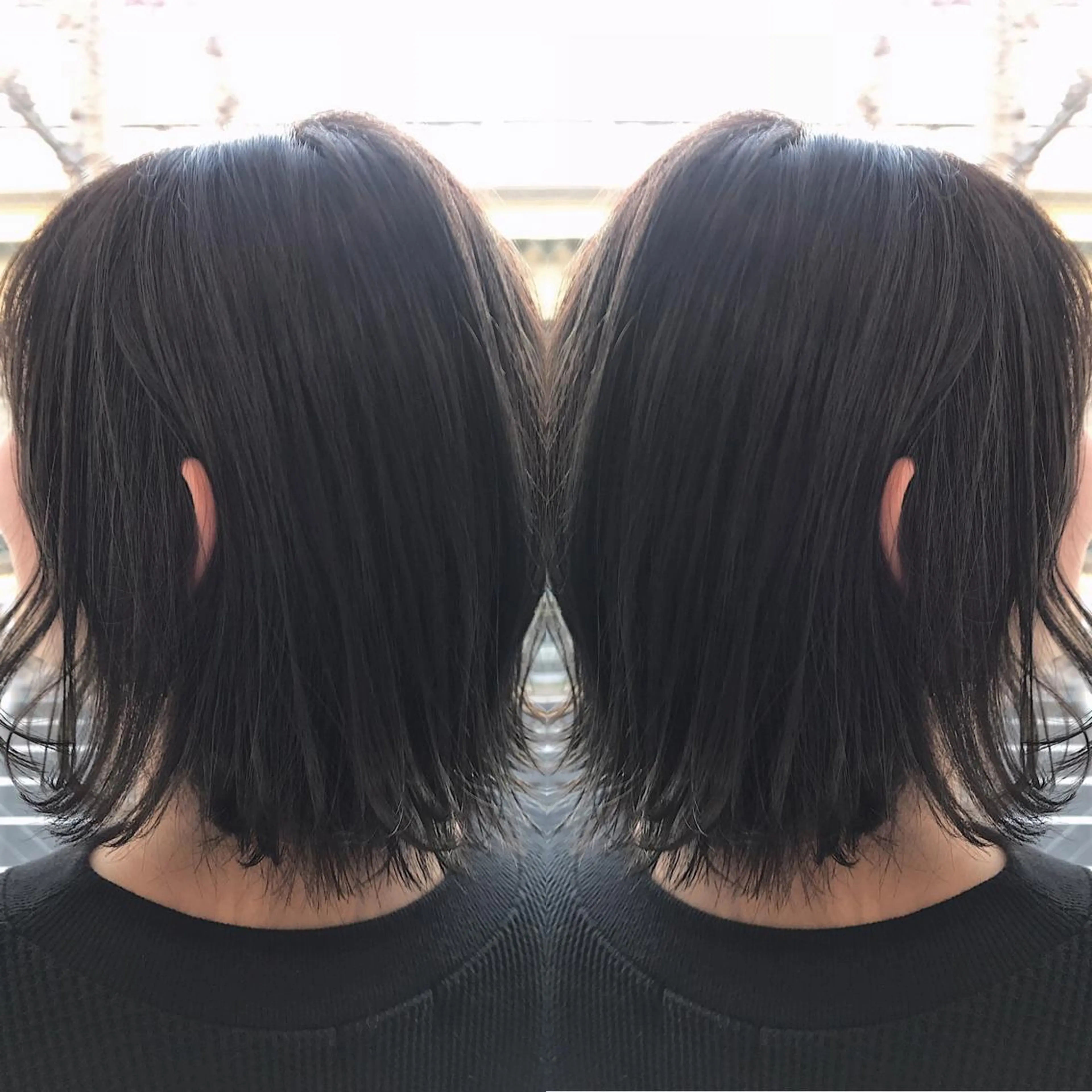 ショート カラー 黒髪 ボブ 外ハネヘア カット ヘアカラー 柴田 祐輔のヘアスタイル