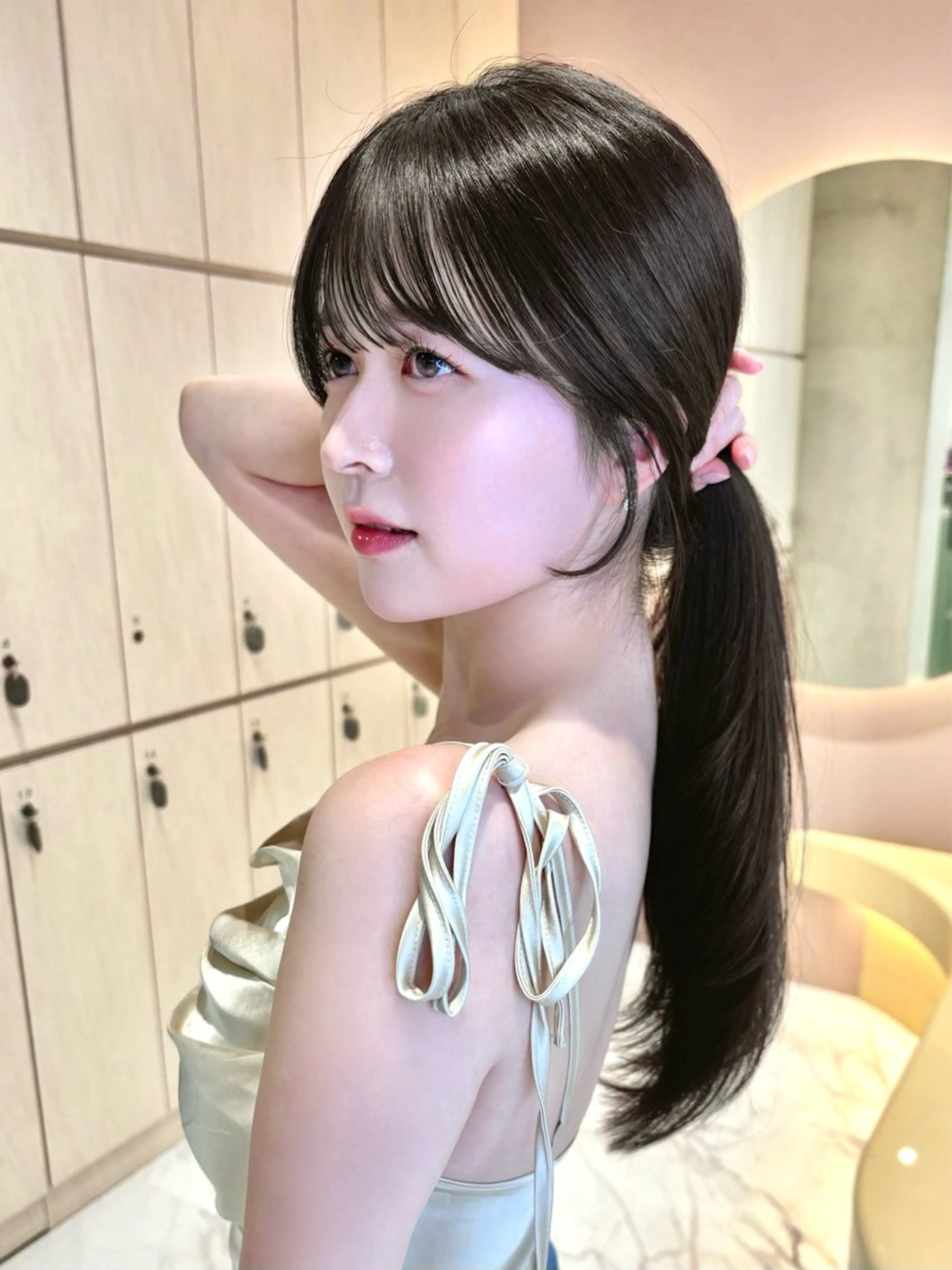 ミディアム カット ヘアカラー レイヤー縮毛矯正 ささきすずね💗のヘアスタイル