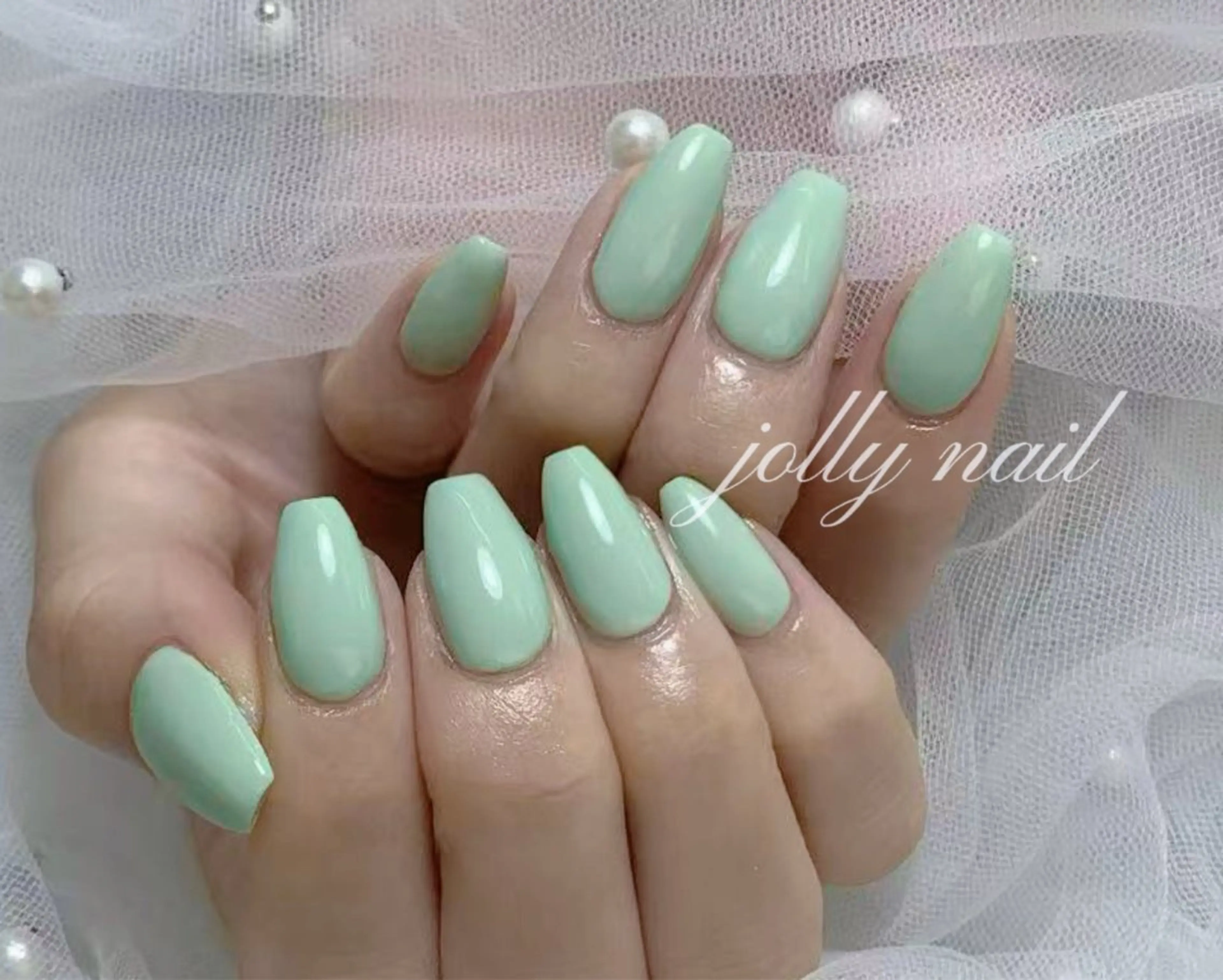 ネイル ハンドネイル Jolly チップ長さだしのネイルデザイン