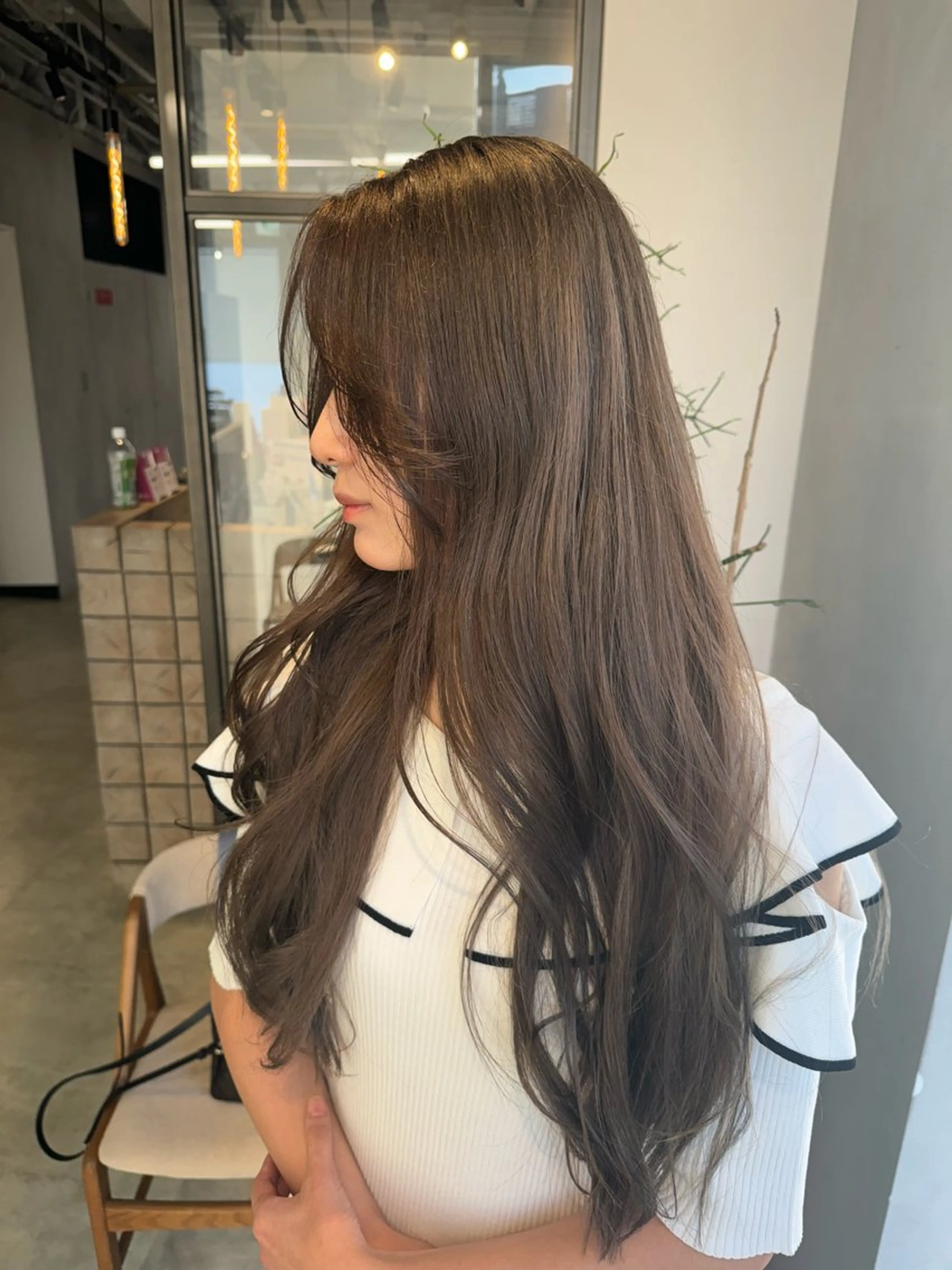 ロング カラー 透明感カラー グレージュ シアーグレージュ カット ヘアカラー トリートメント 透明感カラー✨艶髪 制作🌱山根あゆみのヘアスタイル