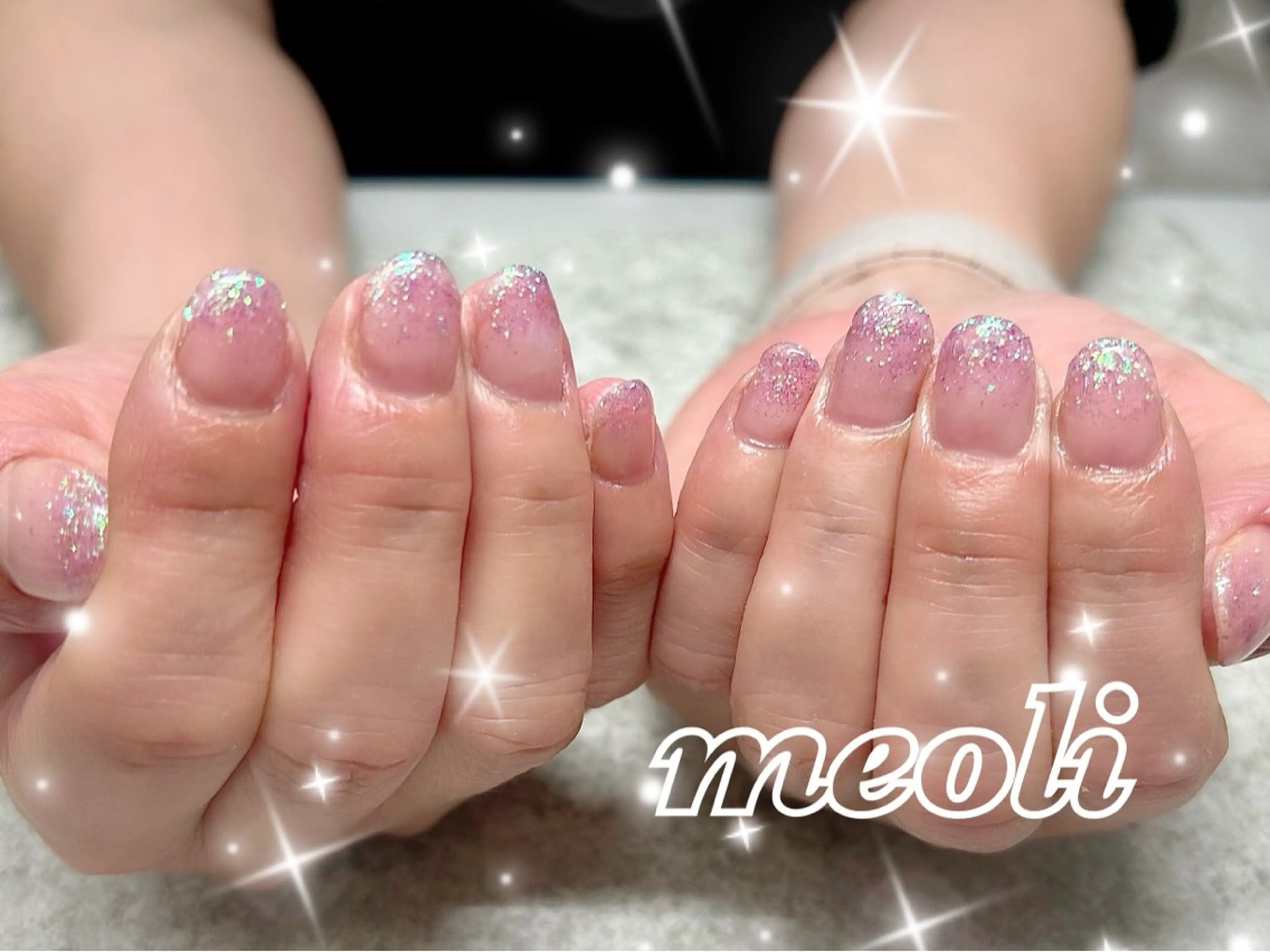 ネイル キラキラネイル ラメ(グリッター) パープル ハンドネイル nail salon meoli　アヤのネイルデザイン