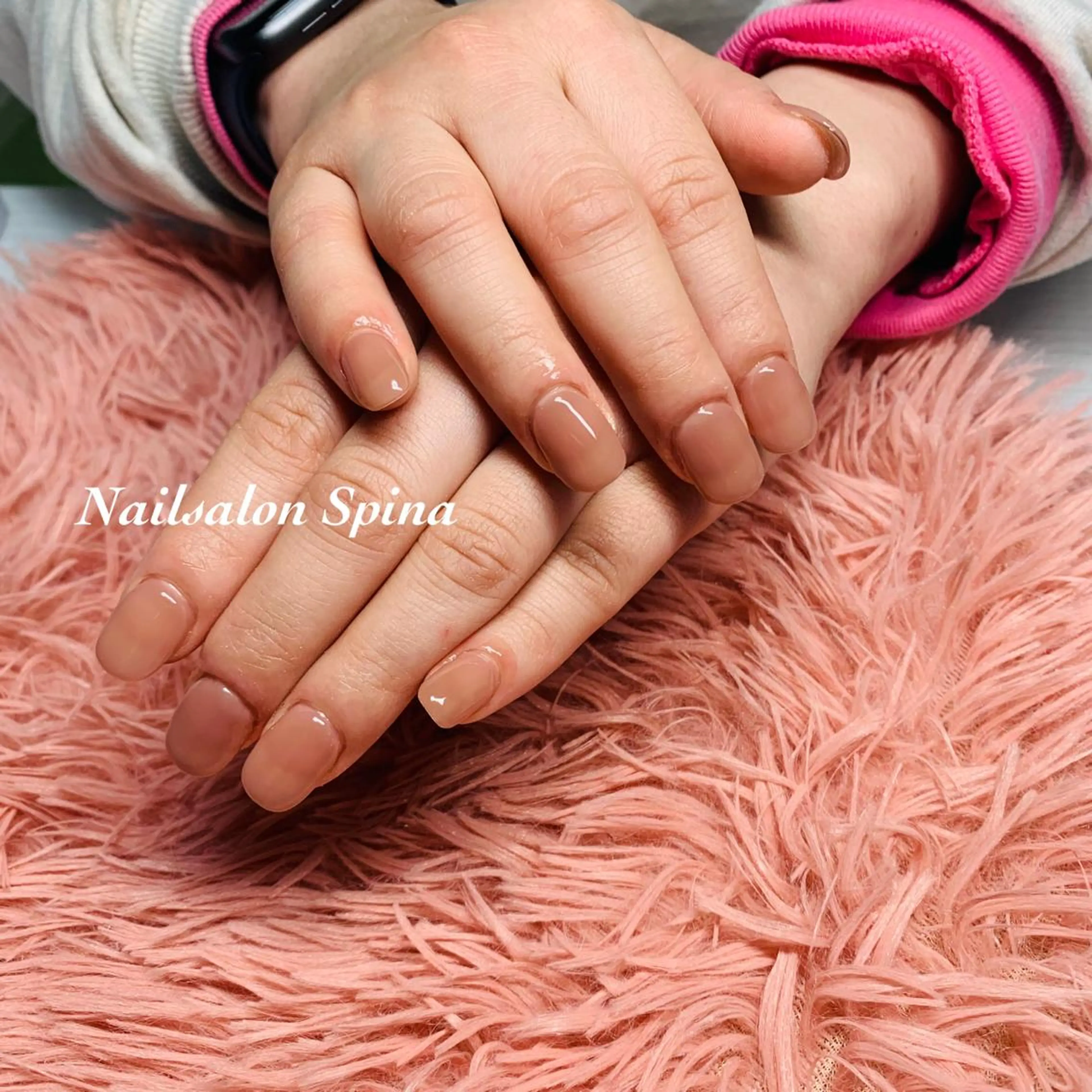 ネイル アートネイル ブラウン ジェルネイル ワンカラーネイル Nailsalon Spina 琴美のネイルデザイン