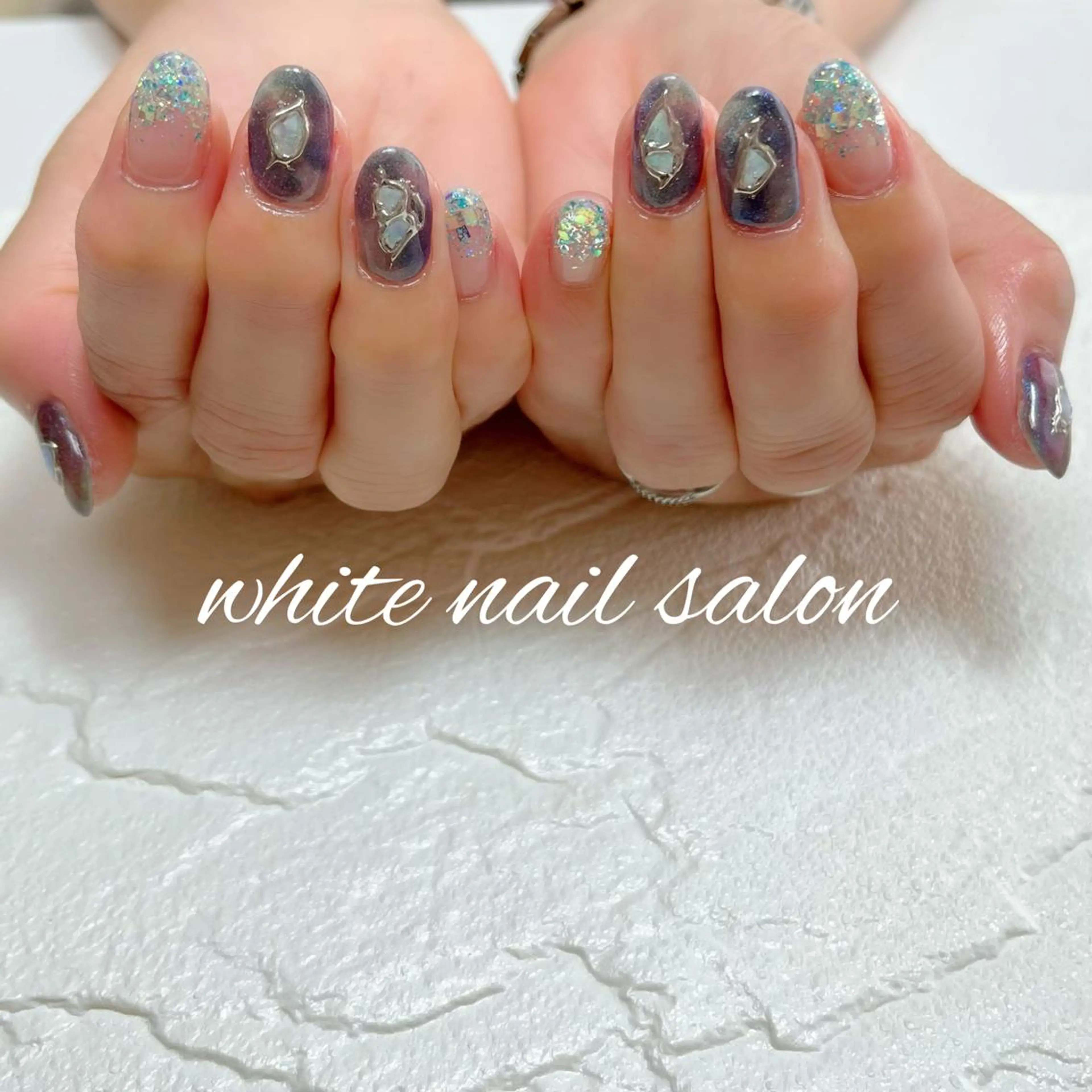ネイル フットネイル ジェルネイル ハードジェル ラメ(グリッター) 持ち込み ハンドネイル white nail salonのネイルデザイン