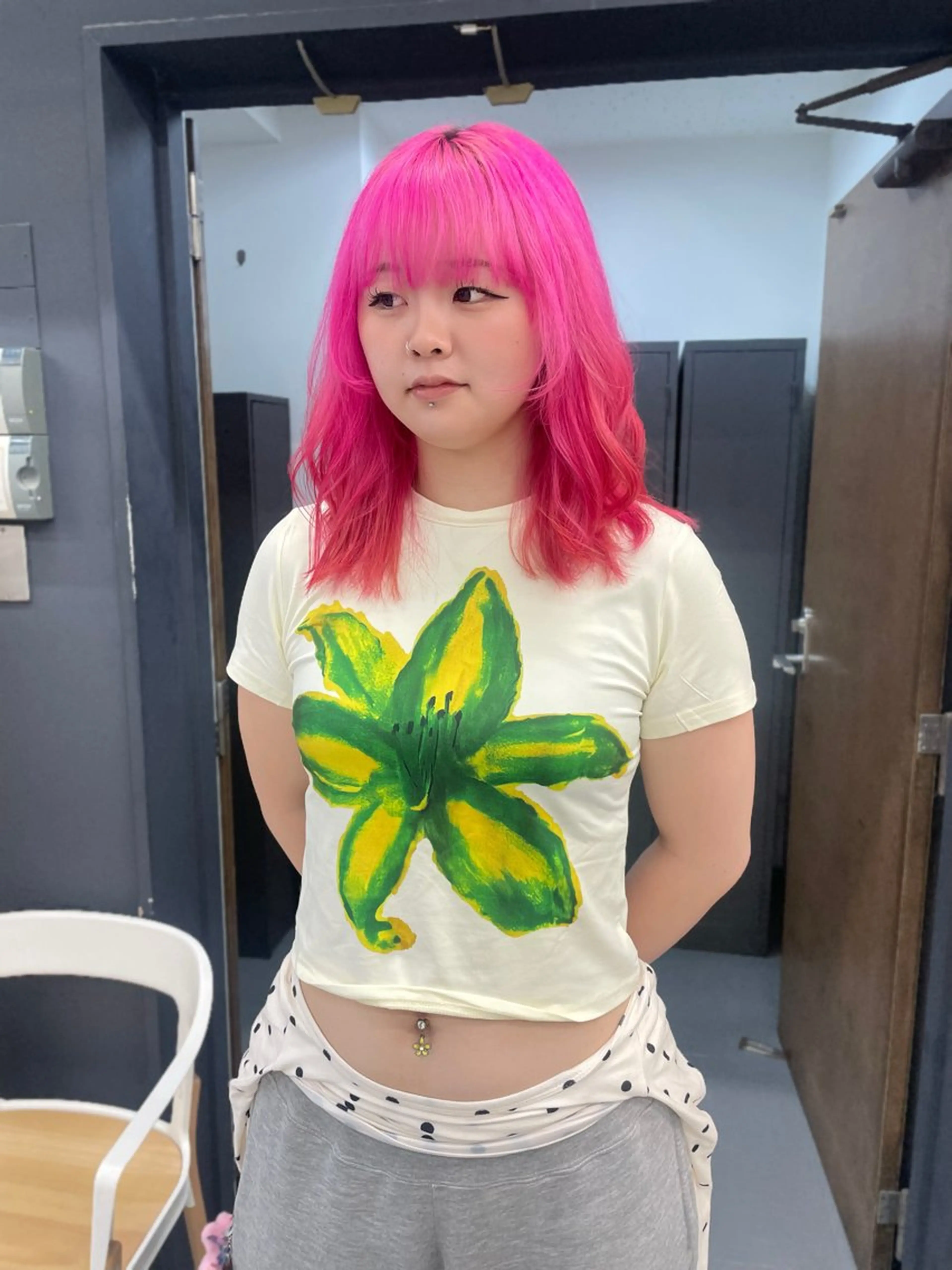 ミディアム カラー ヘアカラー トリートメント カットモデル/ ハイトーン/ゆうあのヘアスタイル